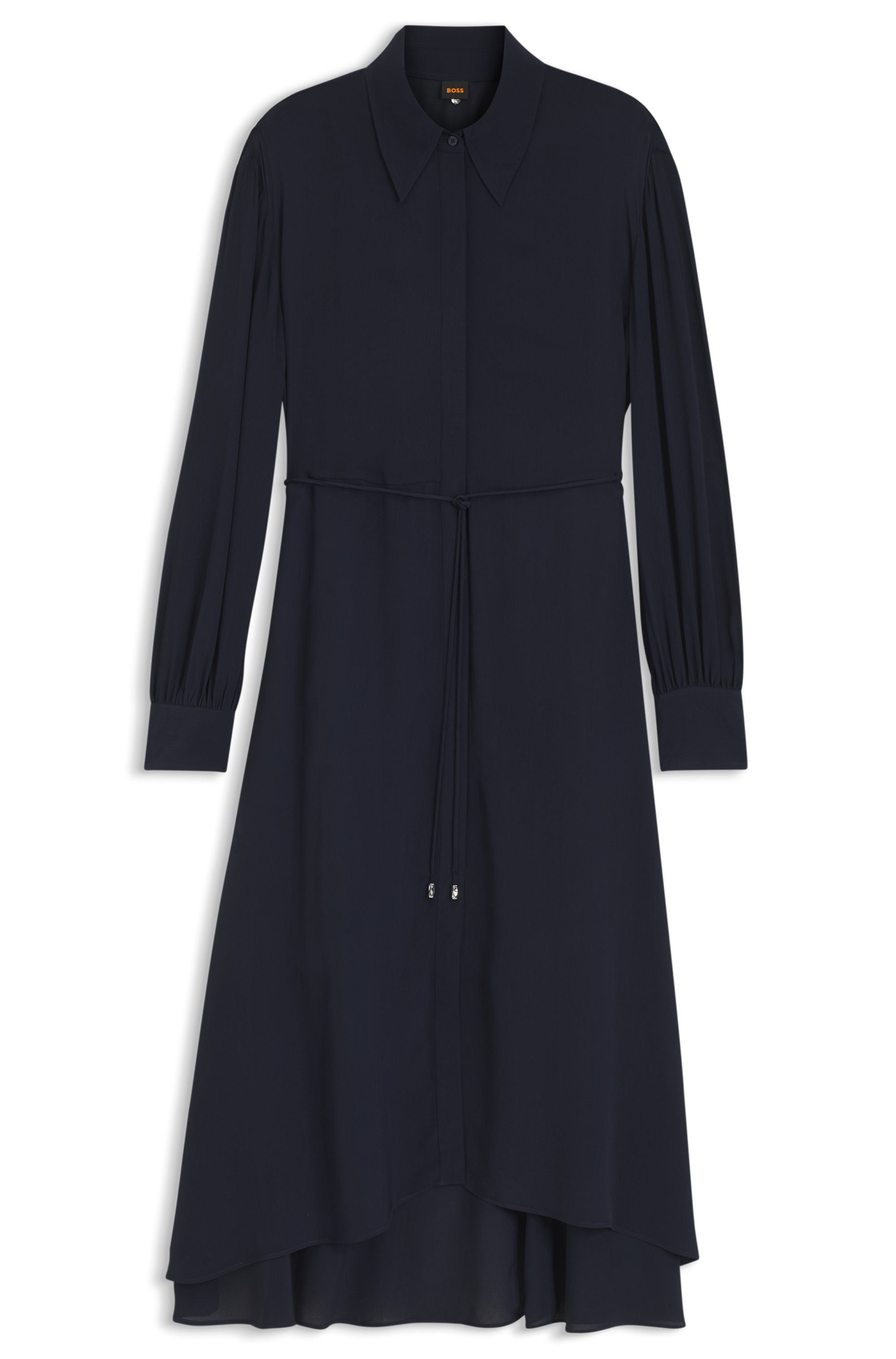 BOSS ORANGE Robe chemisier »Dristella Premium Damenmode« en crêpe de Chine, longueur midi