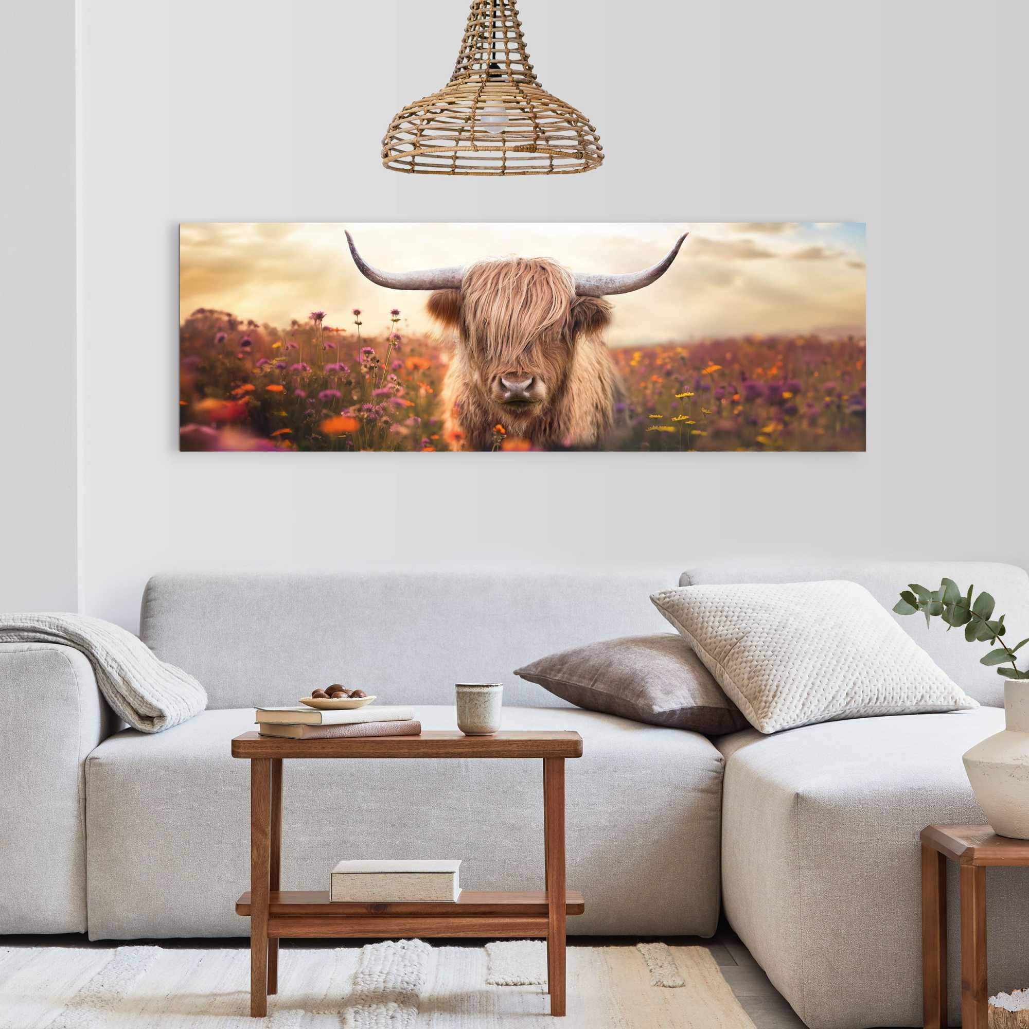 Reinders Deco-Panel "Frühlingshochländer" Wohnzimmer - Braun - MDF - Tiere - 156x52 cm