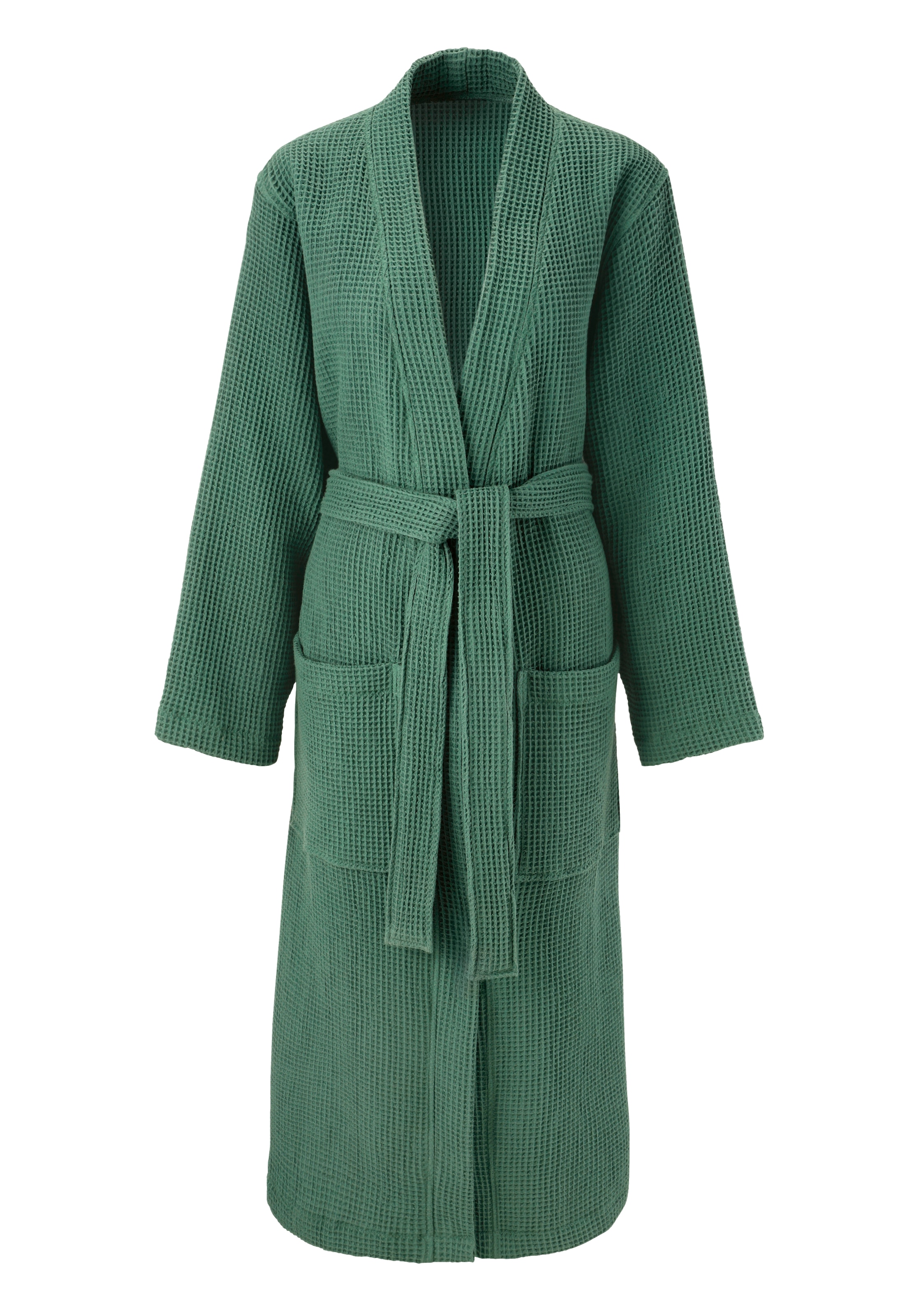 my home Peignoir de bain unisexe »Inga, Waffelpiqué, ideal für Sauna & Spa, Hotelbademantel« 1 cuis tlg., kleines Packmass, Taschen, Damen & Herren, S-3XL, Morgenmantel