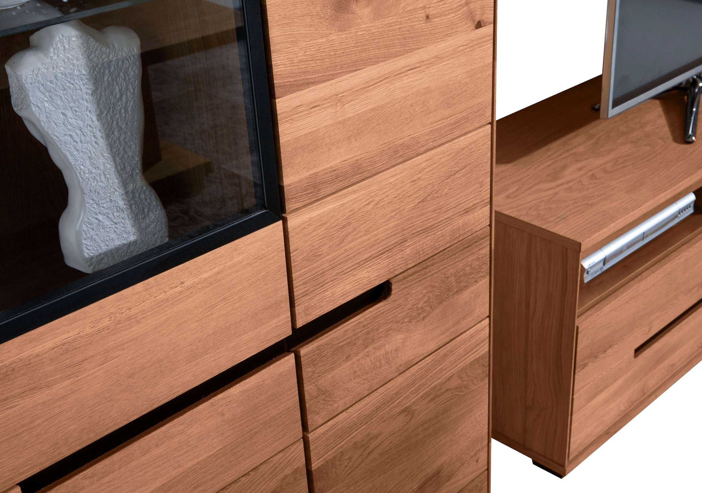 Home affaire Highboard Schwarze Elemente, viel Stauraum, Türen mit dampfer, Wohnzimmer