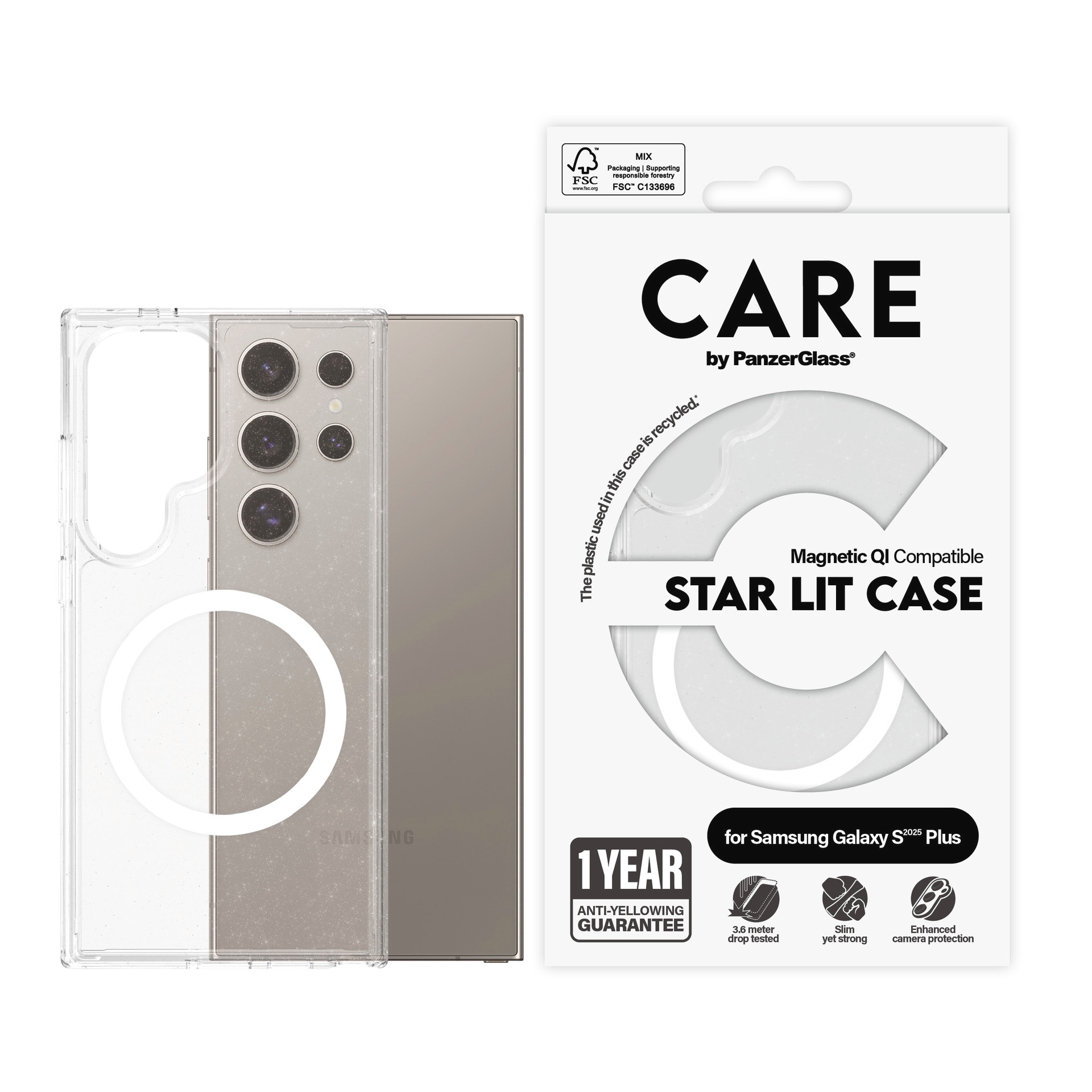 Image of CARE by PanzerGlass Handyhülle "Magnetic QI Compatible Star Lit Case für Samsung Galaxy S25 Ultra" Backcover, Schutzhülle, Handyschutzhülle, Case, Schutzcase, stossfest