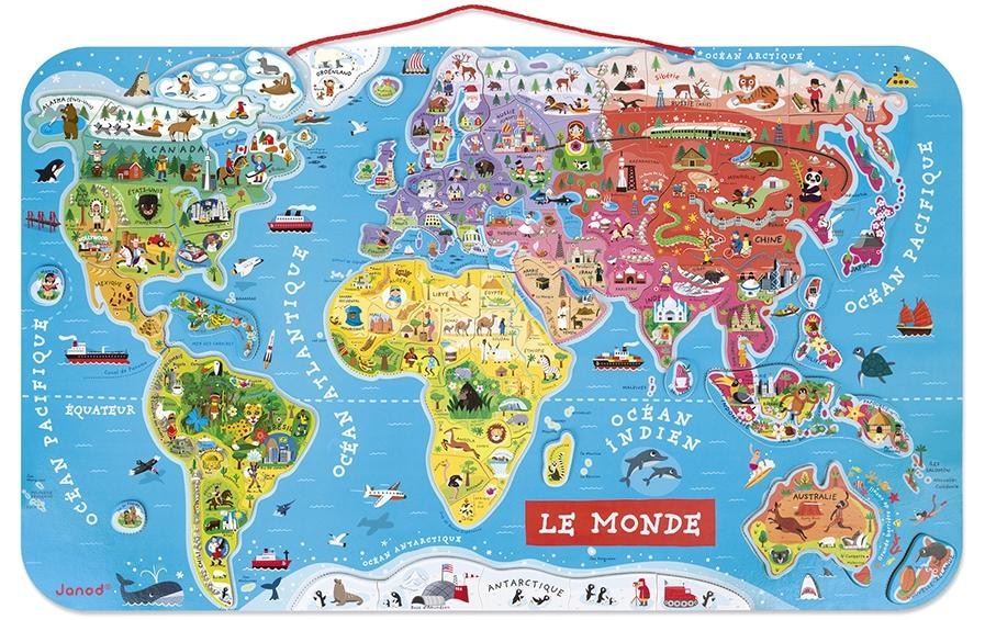 Janod Puzzle »Janod Holz-Puzzle Magnetpuzzle Welt«, (92 tlg.)