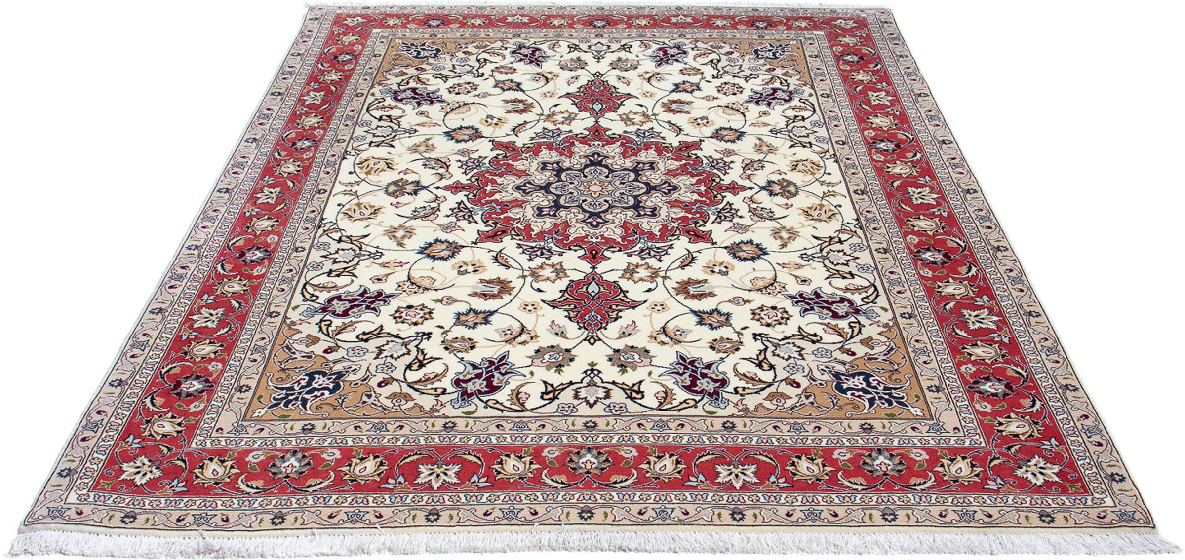 Image of morgenland Orientteppich »Perser - Täbriz - Royal - 197 x 152 cm - beige«, rechteckig, 7 mm Höhe, Wohnzimmer, Handgeknüpft, Einzelstück mit Zertifikat bei Ackermann Versand Schweiz