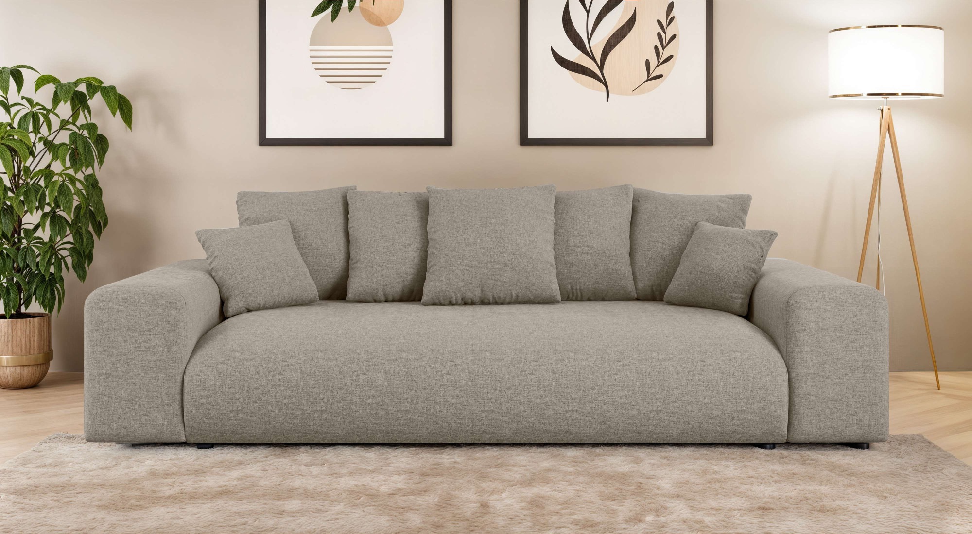 Home affaire Big-Sofa »LAKESIDE 3-Sitzer Schlafsofa mit Bettkasten, Breite 256,5 cm« Liegefläche 168,5x195 cm, hoher Sitzkomfort, Masse B/T/H: 256/122/82cm