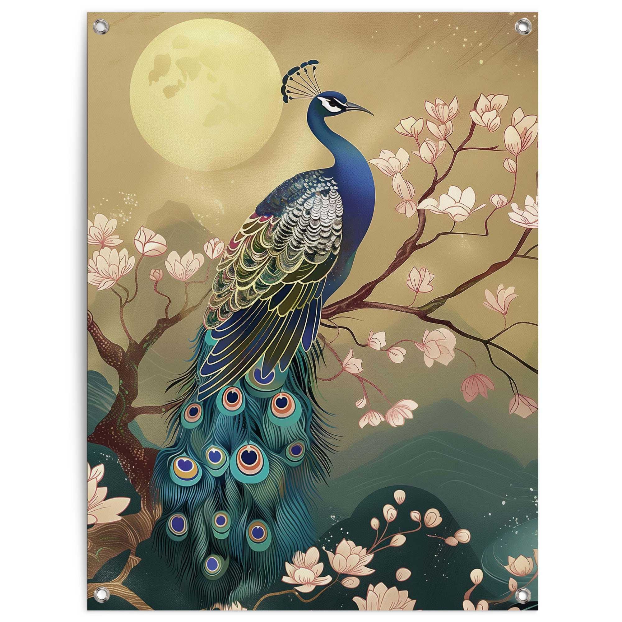 Image of Reinders Poster "Birds in Style" Garten - Pfau - Blütenzweig - Leinwand - Tiere - 60x80 cm