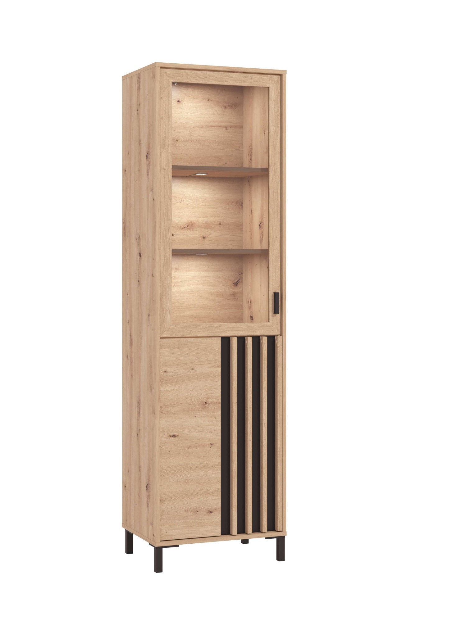 Home affaire Vitrine »LAVAL Vitrinenschrank, Glasschrank, Standvitrine, Highboard/Sideboard« Türen, 4 Einlegeböden, 5 Fächer, Gesamtmasse (B/T/H): 54,5/40/192,5 cm