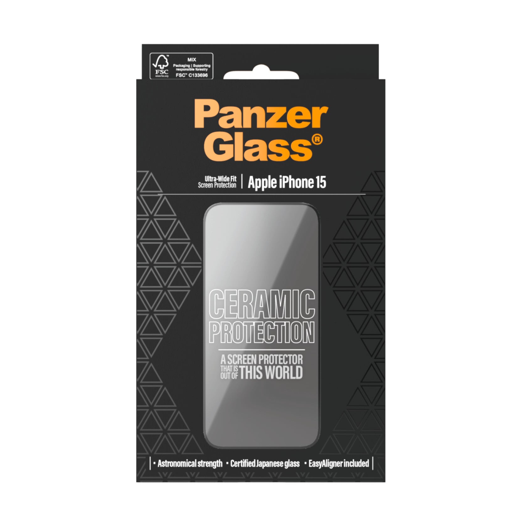PanzerGlass Displayschutzglas »Ultra-Wide Fit Ceramic Protection Screen Protector«, für Apple iPhone 15, (1 St.), Displayschutzfolie, Schutzfolie, Bildschirmschutz, kratz- & stossfest