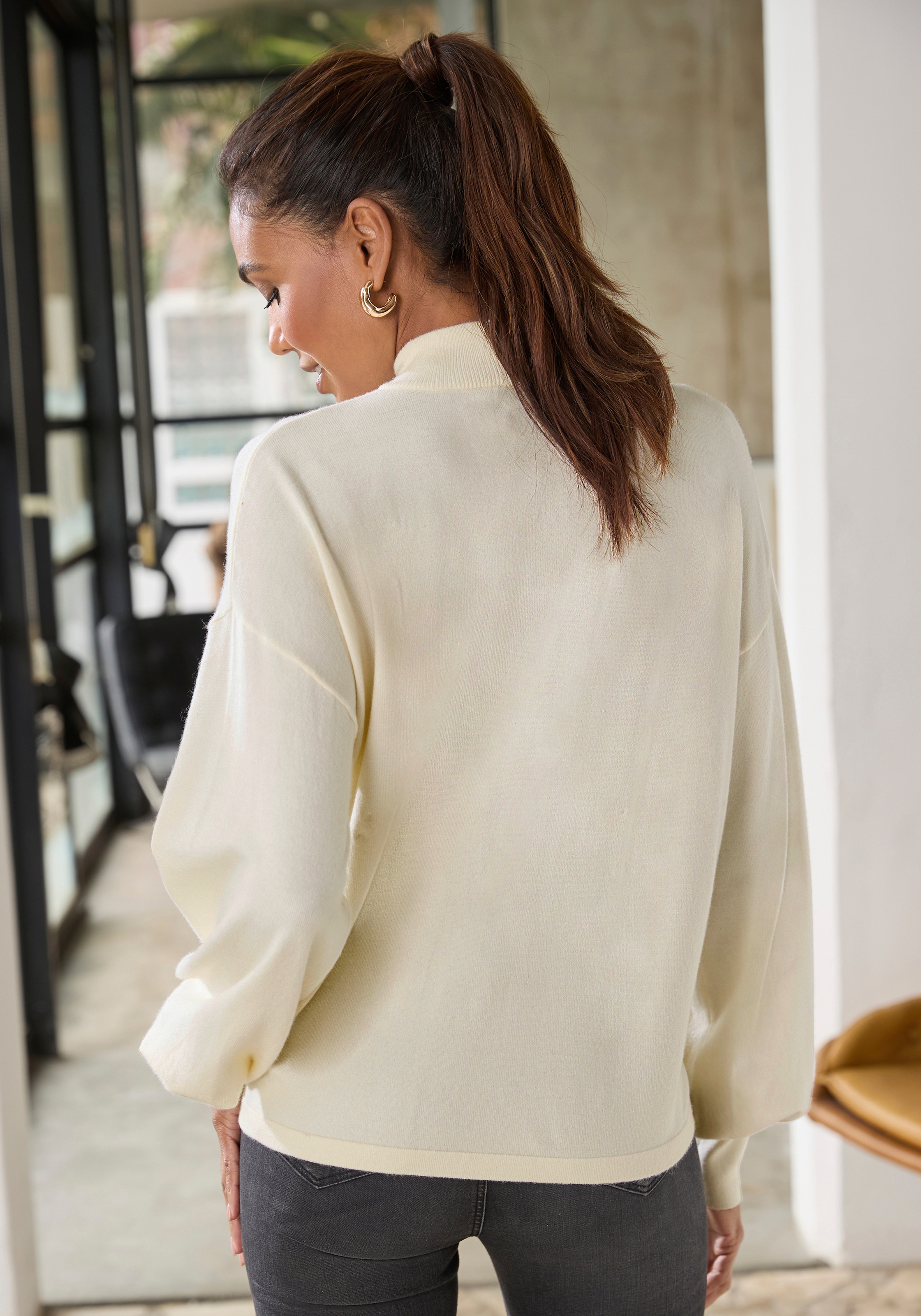 LASCANA Strickpullover, mit kleinem Stehkragen, Feinstrickpullover, casual-chic
