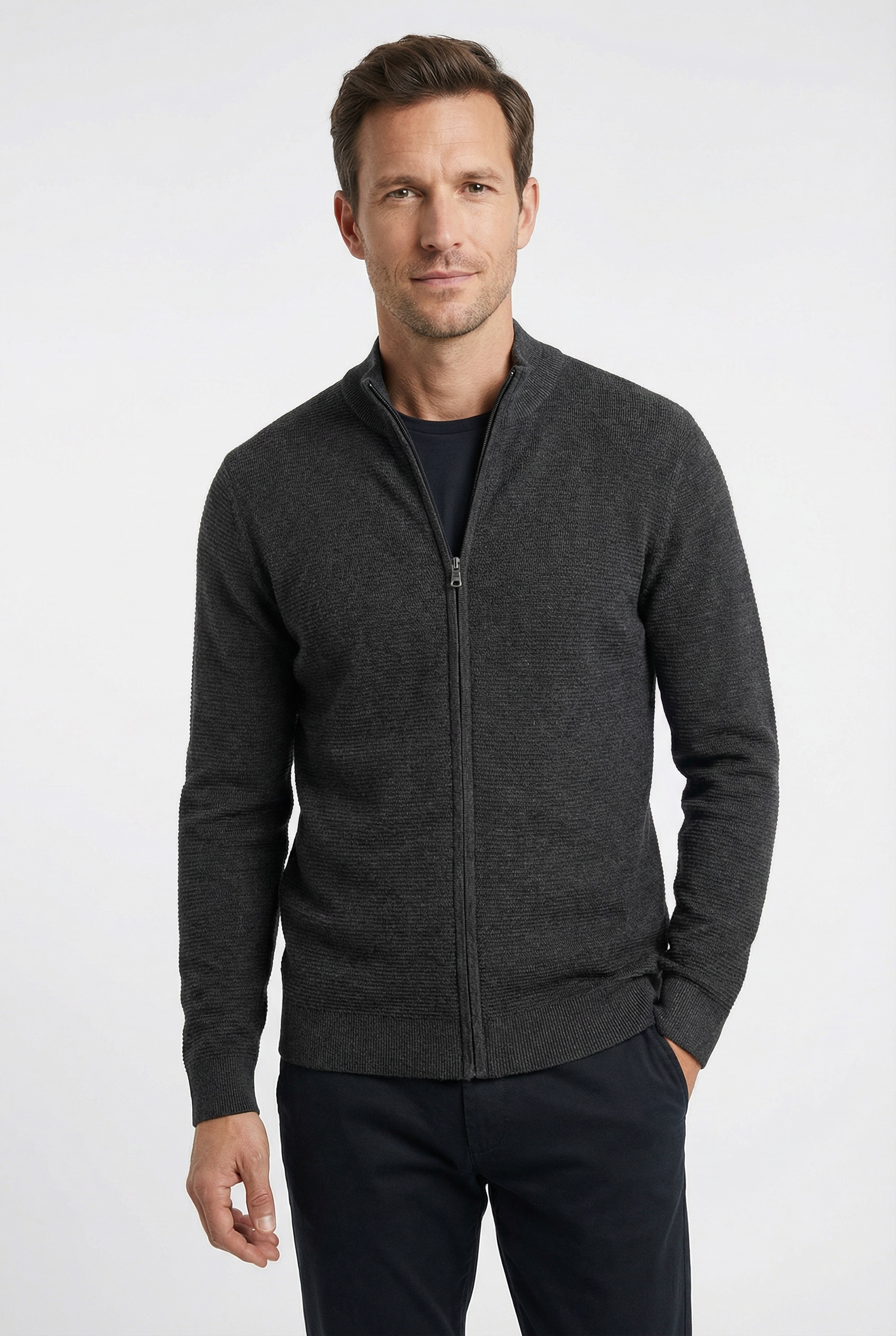 OLYMP Strickjacke Stehkragen, regular fit