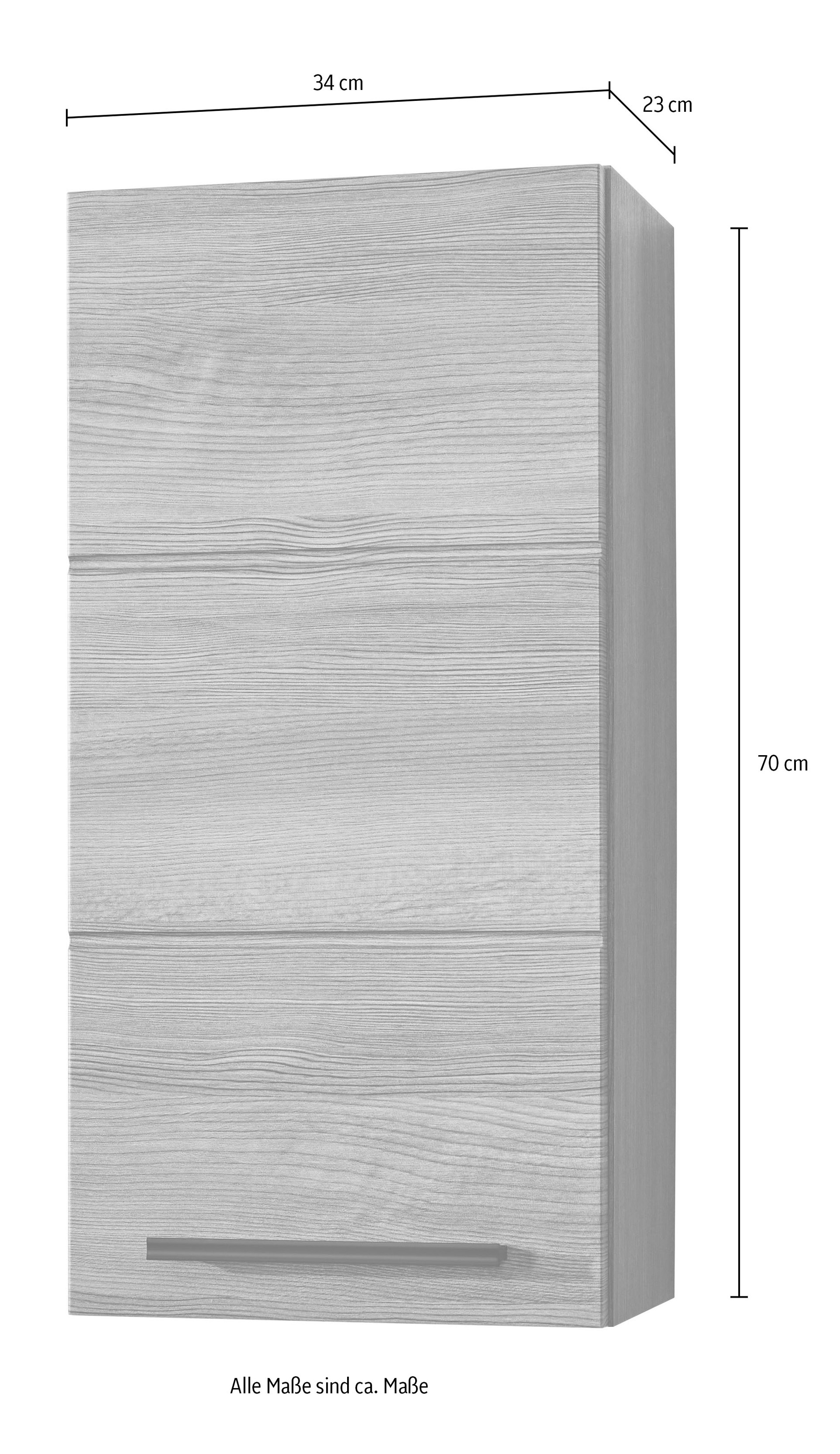 BASIC by Balculina Armoire suspendue »Silver, Badezimmerschrank BxHxT 34x70x23« 1 cuis tlg. largeur 34 cm, porte montable à gauche/droite, FSC-Mix 70%