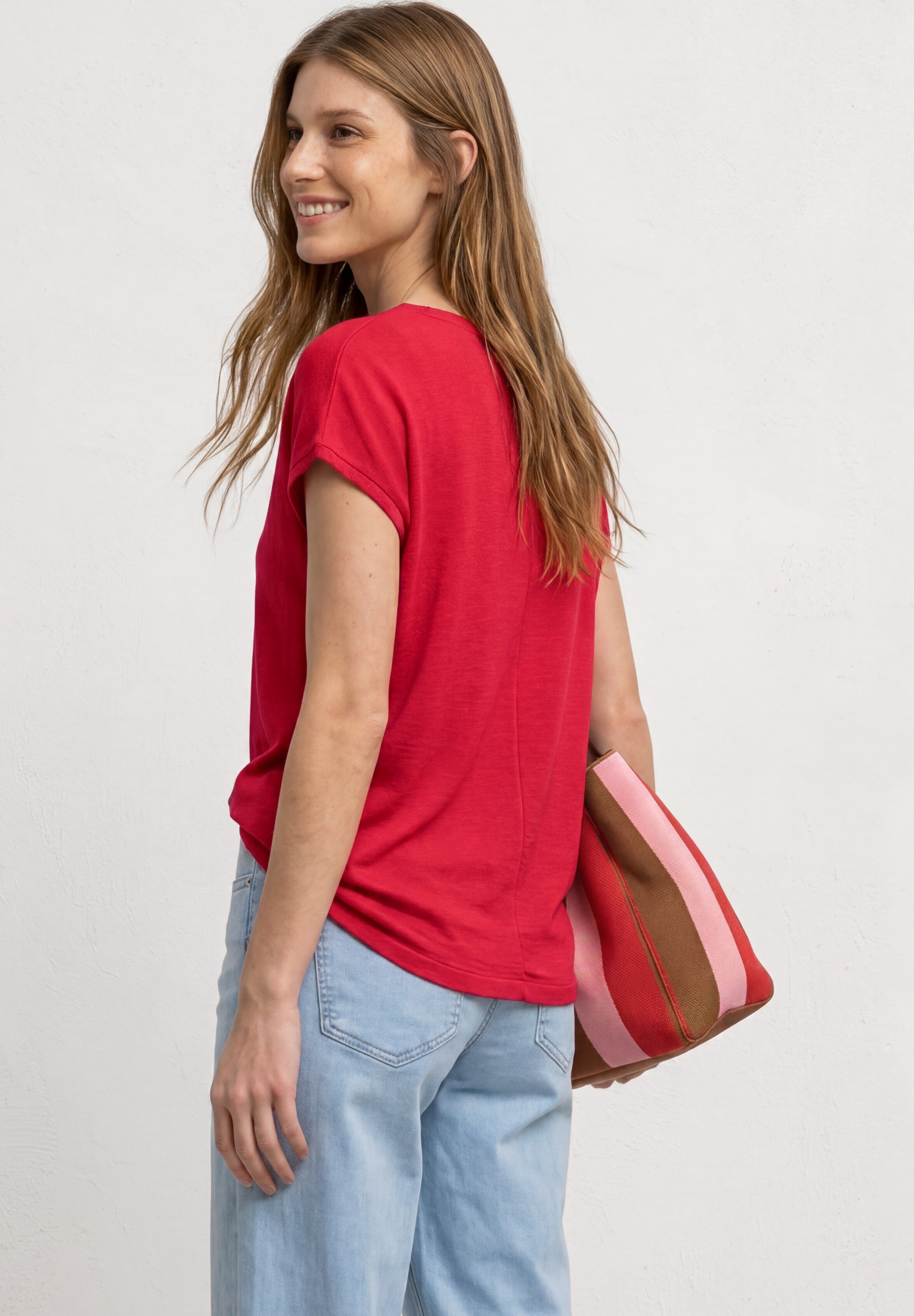 STREET ONE Kurzarmshirt Sommershirt aus Viskose mit Stretch