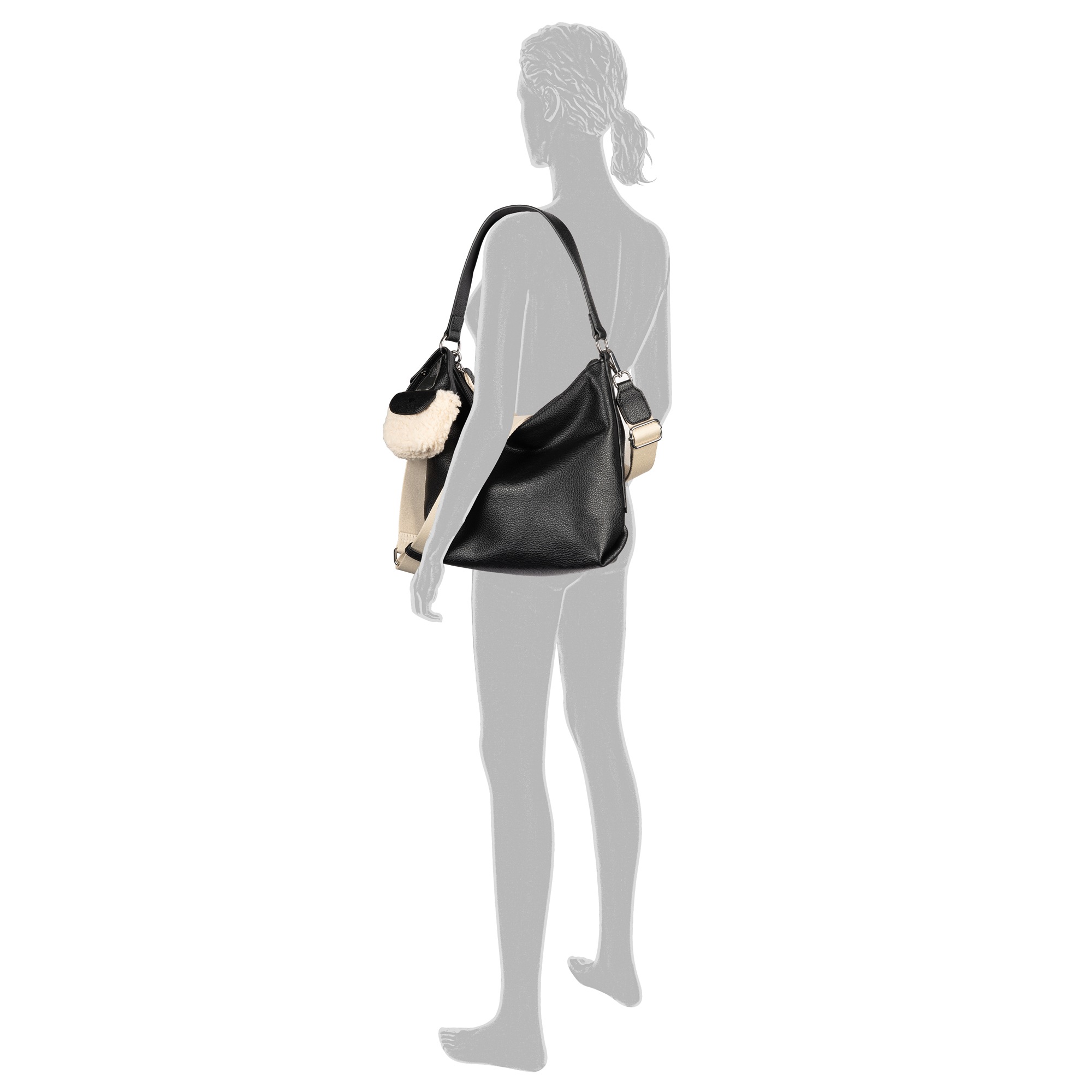 TOM TAILOR Hobo »Fania« Damen Schultertasche, mit Fellimitat-Anhänger