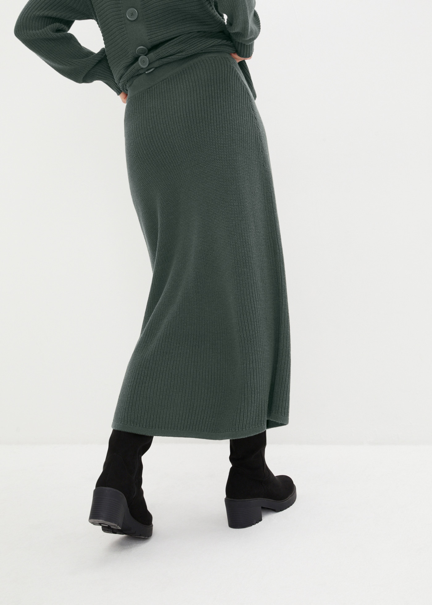 bonprix Jupe midi en mélange de coton, coupe Regular, style décontracté