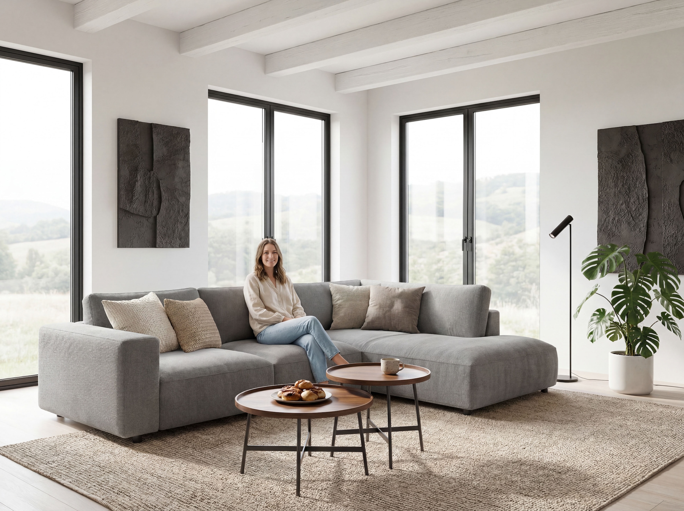 Musterring Canapé d'angle »MR LUCIA, Luxuriöse Wohlfühlgarnitur von Musterring« Coussins de chambre haut de gamme, coin convertible confortable & look intemporel