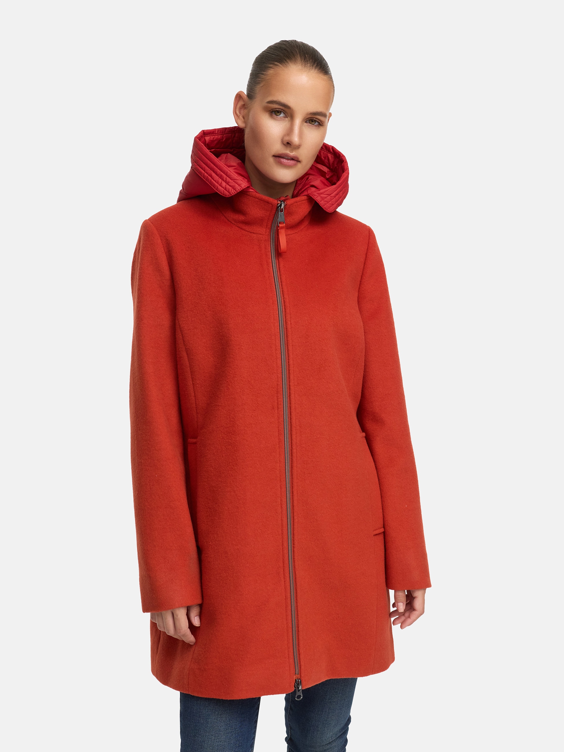 MANISA Wolljacke mit Kapuze mit herausnehmbarer Kapuze