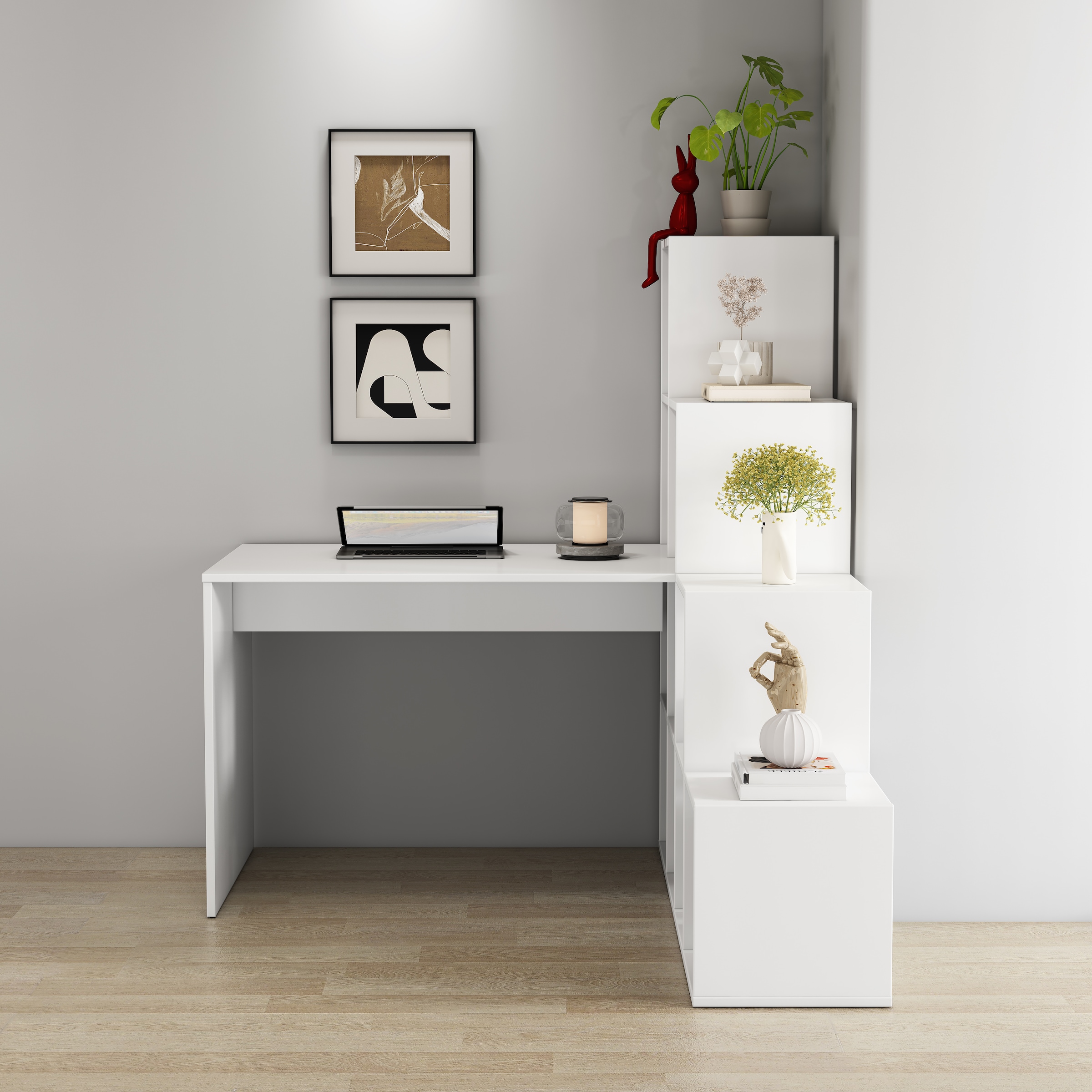 GOODproduct Regal-Schreibtisch »Ciela« Set,  flexible Aufstellmöglichkeiten, wechselseitig  montierbar, B. 137 cm