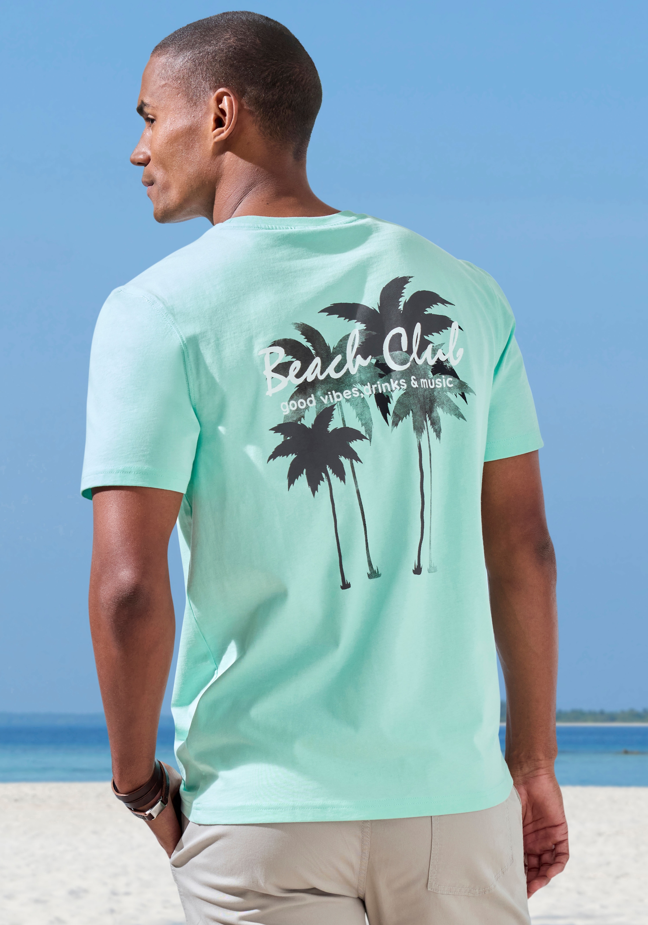 Beachtime T-Shirt »mit grossem Rückenprint«, Regular-Fit, mit Print vorn und hinten