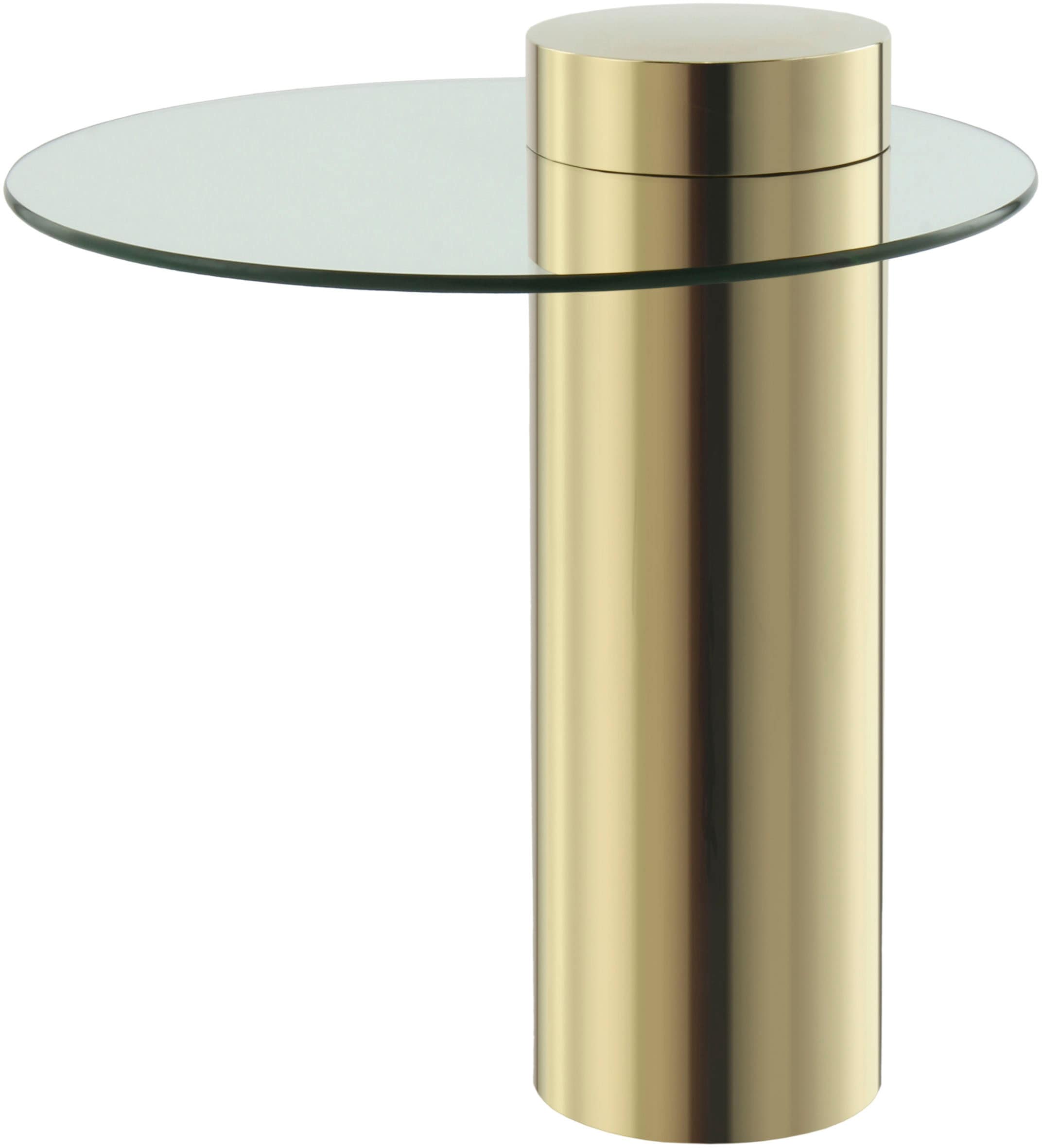 Kayoom Beistelltisch »Ontario 125, Runde Glasplatte aus Sicherheitsglas, 100% Edelstahl«, (1 St.), Minimalistisches Design, Säulengestell, pflegeleicht