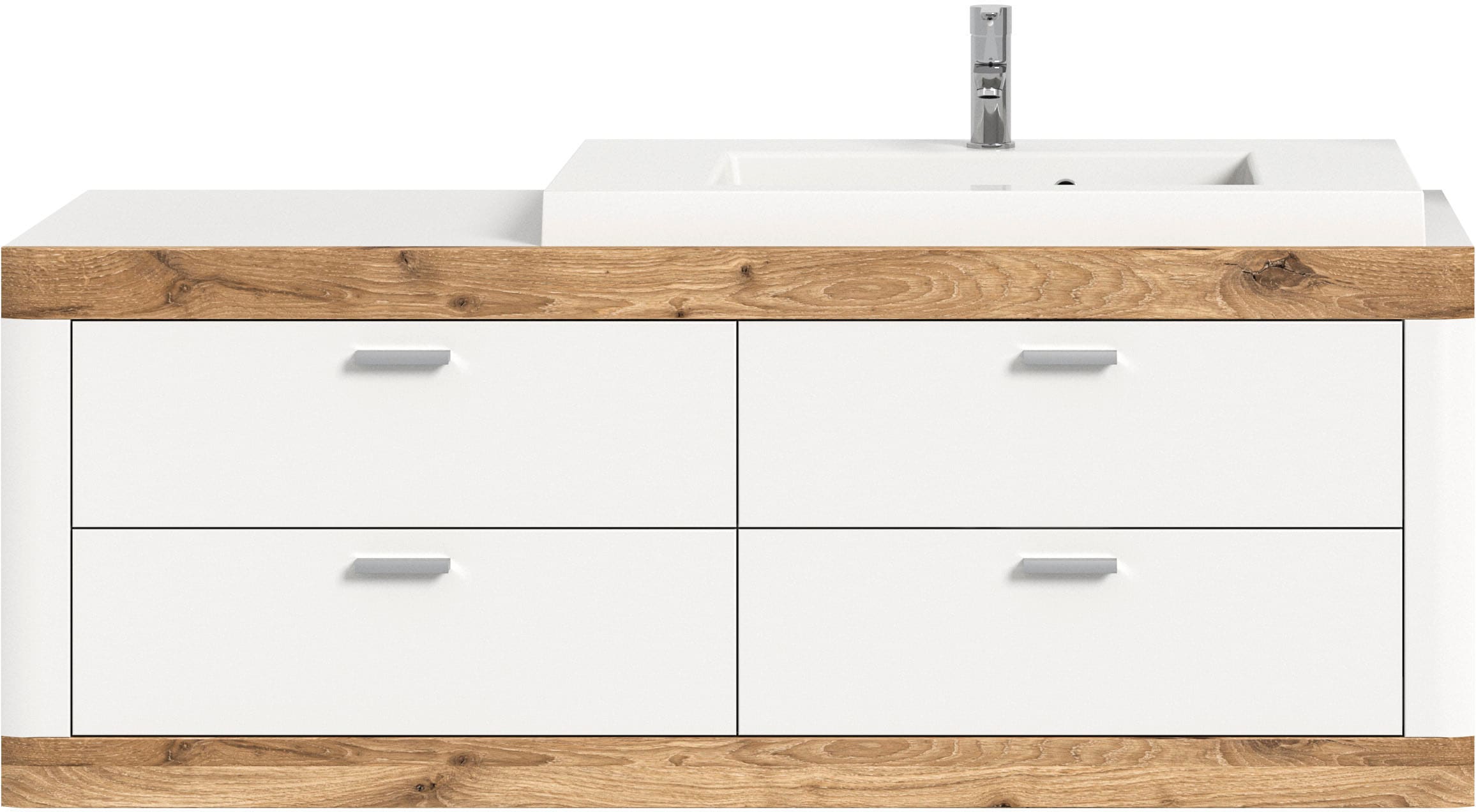 Home affaire Waschtisch »Landsby, Breite 133 cm, inkl. Mineralguss-Waschbecken, 4 Schubkästen«, inkl. Waschbecken