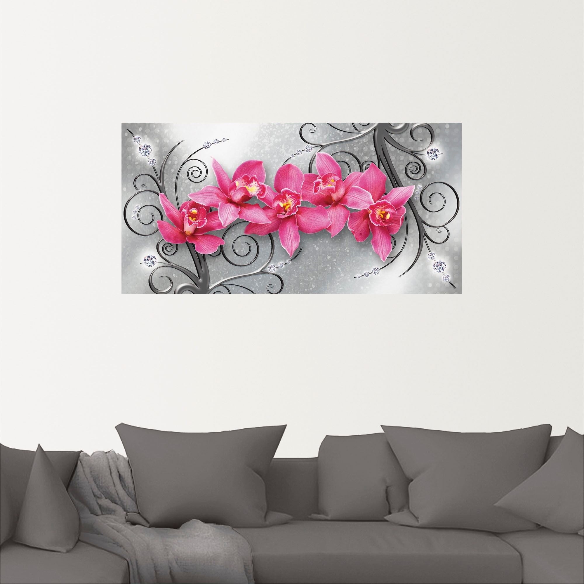 Artland Wandbild Poster St.), Alubild, (1 versch. Ornamenten«, als kaufen Wandaufkleber Blumenbilder, jetzt »rosa in Grössen oder Orchideen auf Leinwandbild