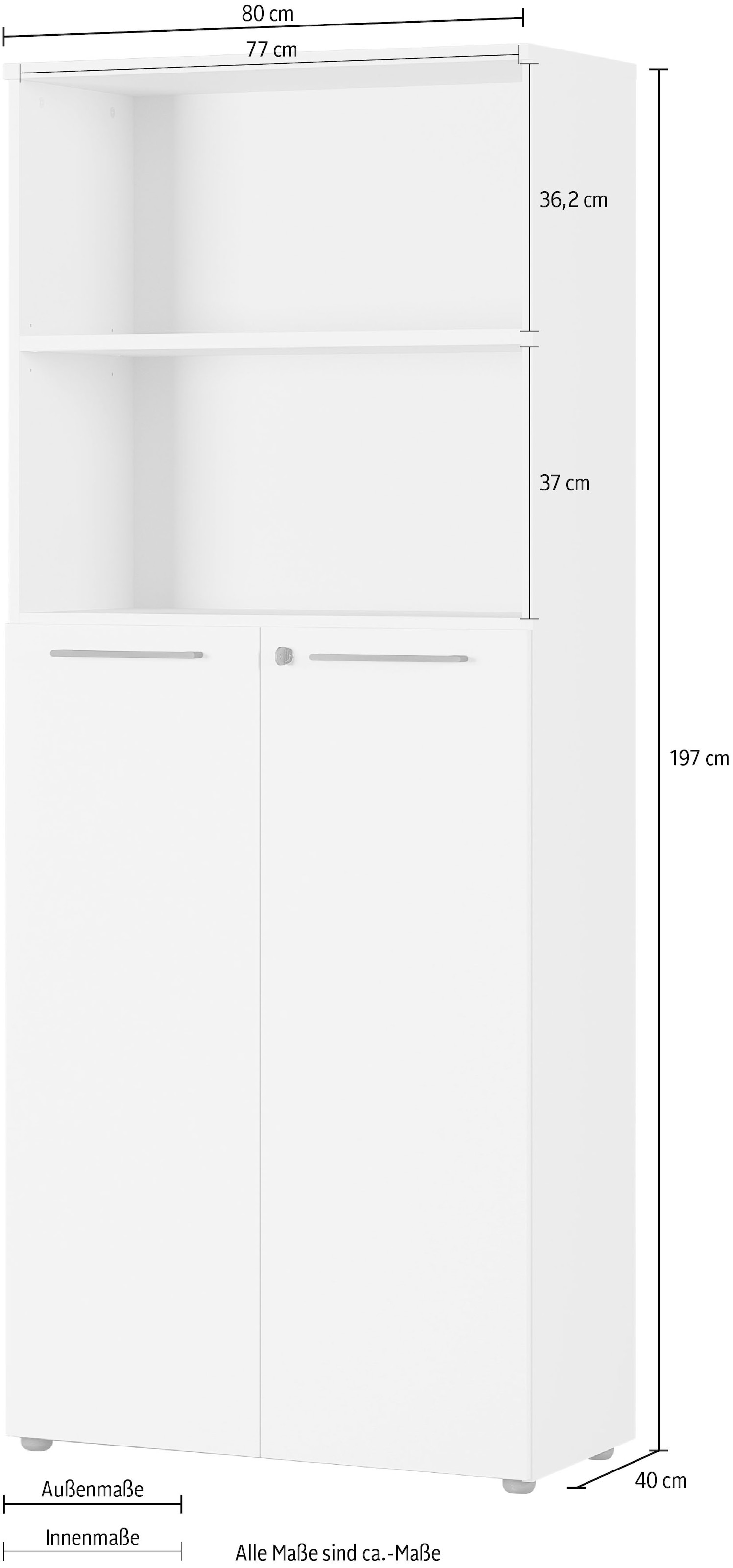 GERMANIA Aktenschrank »GW-Agenda, Mehrzweckschrank, abschliessbar,«, optional mit 2 offenen Fächern, Masse 80x197 cm, Made in Germany