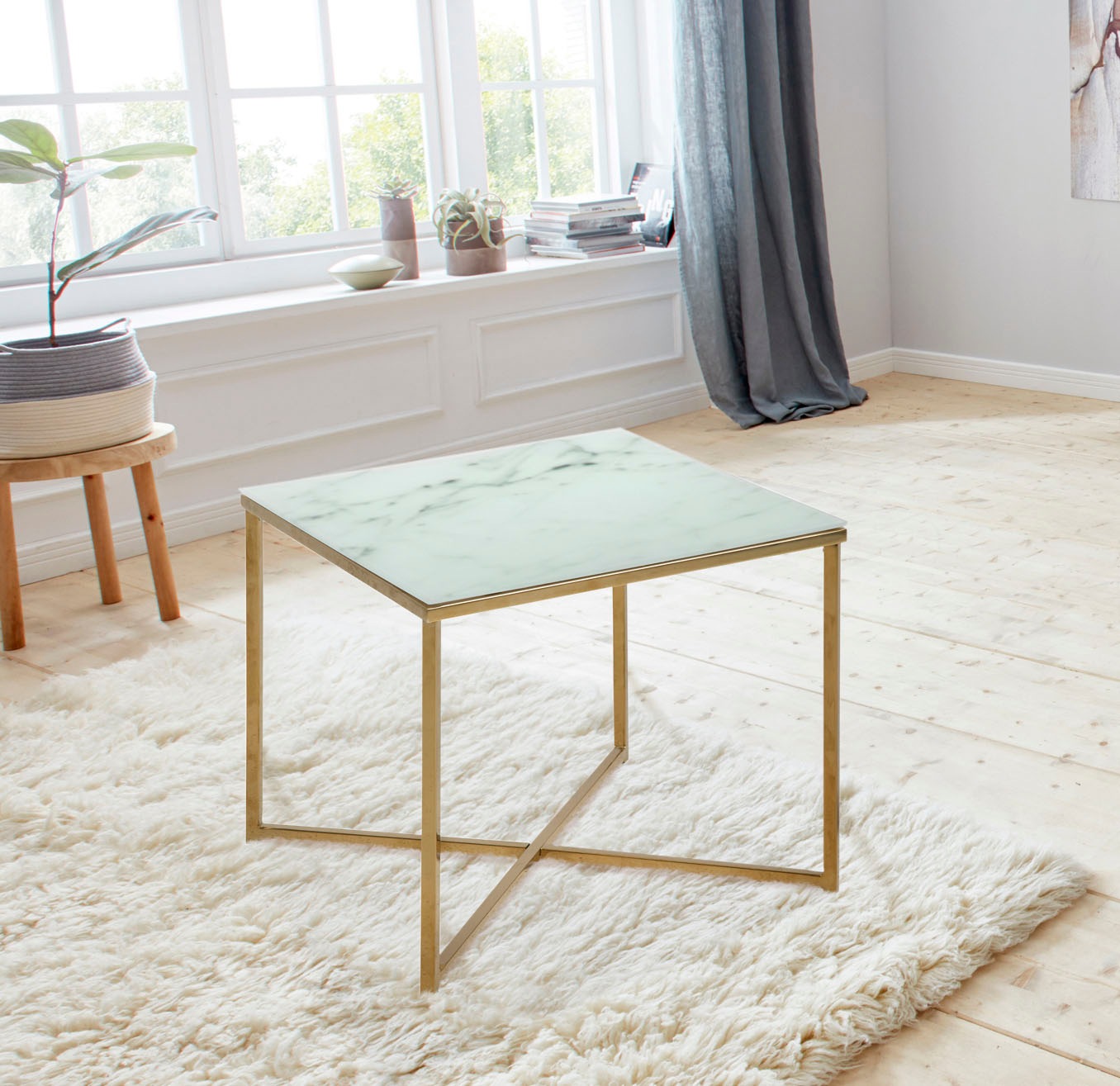 Image of andas Couchtisch »Alina«, aus Glas mit Mamor Print und verchromtem Gestell bei Ackermann Versand Schweiz