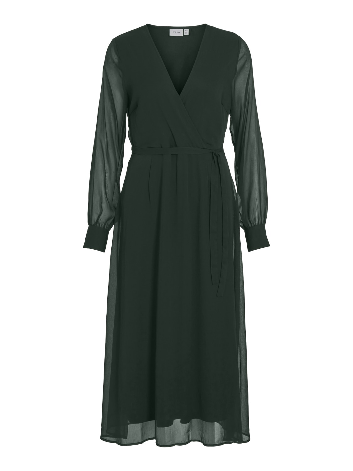 Vila Chiffonkleid »VIFALIA V-NECK L/S MIDI DRESS - NOOS« Kunstfaser, regular fit