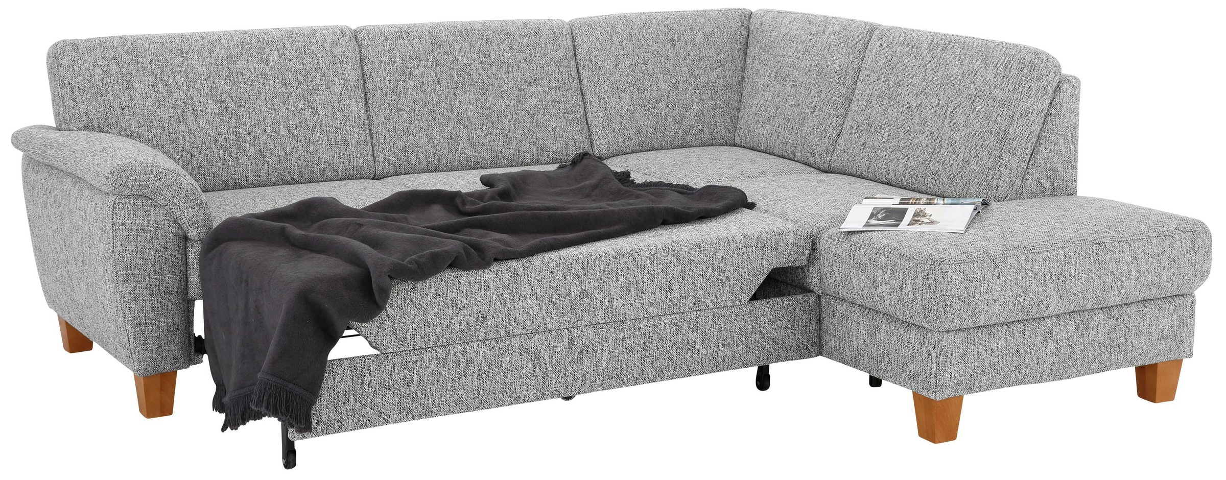 Home affaire Ecksofa »Alta L-Form«, mit Federkern und Kontrastnaht, Füsse Buche eichefarben