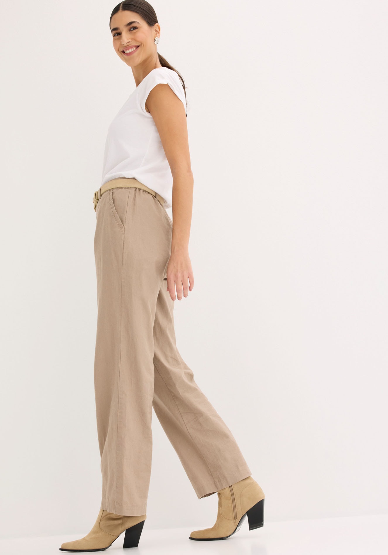 bonprix Leinenhose  aus Leinen-Baumwoll-Mix, Loose Fit, komfortable Leibhöhe