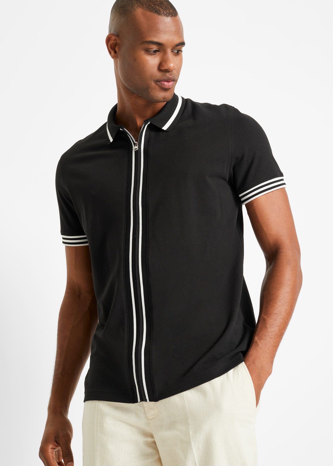 Image of bonprix Poloshirt Kurzarm, mit Reissverschluss, aus reiner Baumwolle