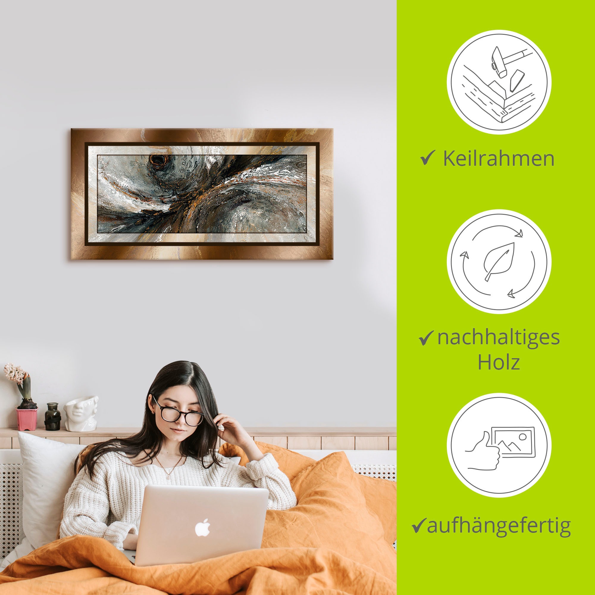 Artland Wandbild »Gold Abstrakt 2«, Gegenstandslos, (1 St.), als Alubild, Outdoorbild, Leinwandbild, Poster in verschied. Grössen