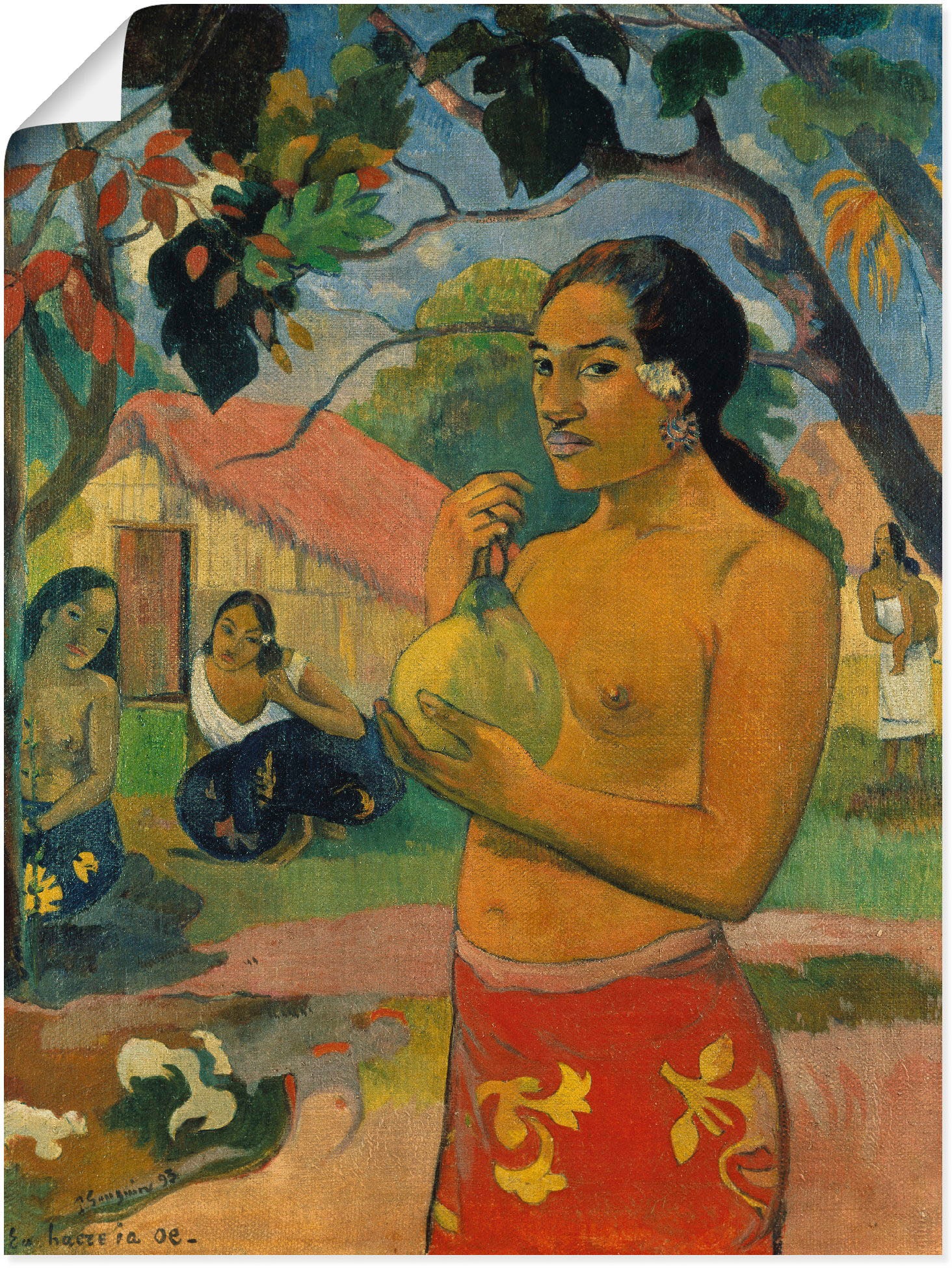 Image of Artland Wandbild »Frau die eine Frucht hält«, Frau, (1 St.), in vielen Grössen & Produktarten -Leinwandbild, Poster, Wandaufkleber / Wandtattoo auch für Badezimmer geeignet bei Ackermann Versand Schweiz