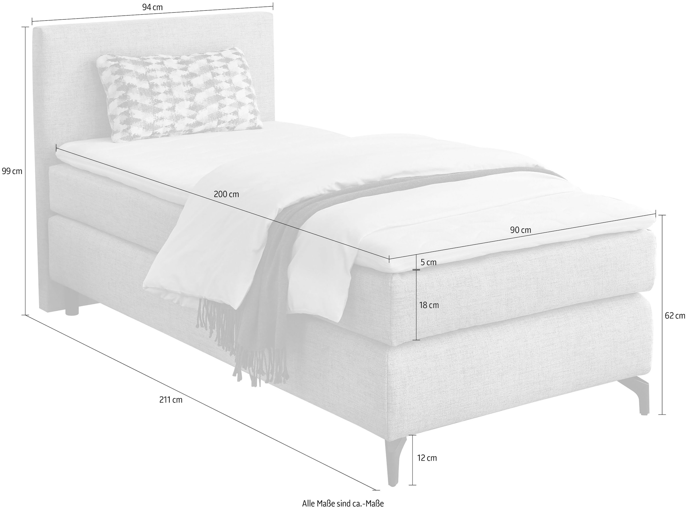 Jockenhöfer Gruppe Boxspringbett »"Alinas" inkl. Topper« erhältlich in unterschiedlichen Breiten und Farbvarianten