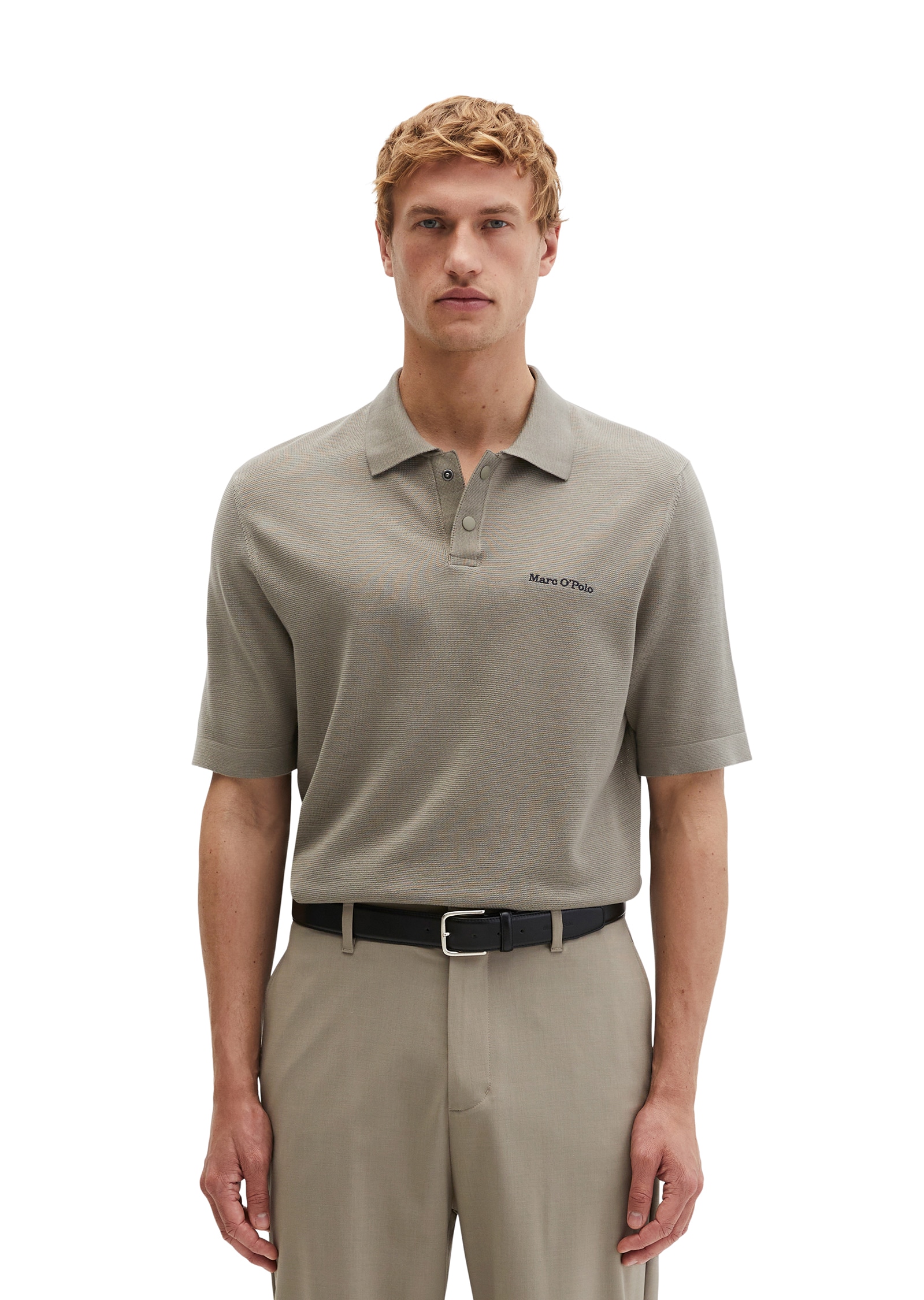 Image of Marc OPolo Poloshirt "DFB Travel Collection" aus reiner Bio-Baumwolle, Strick-Polo