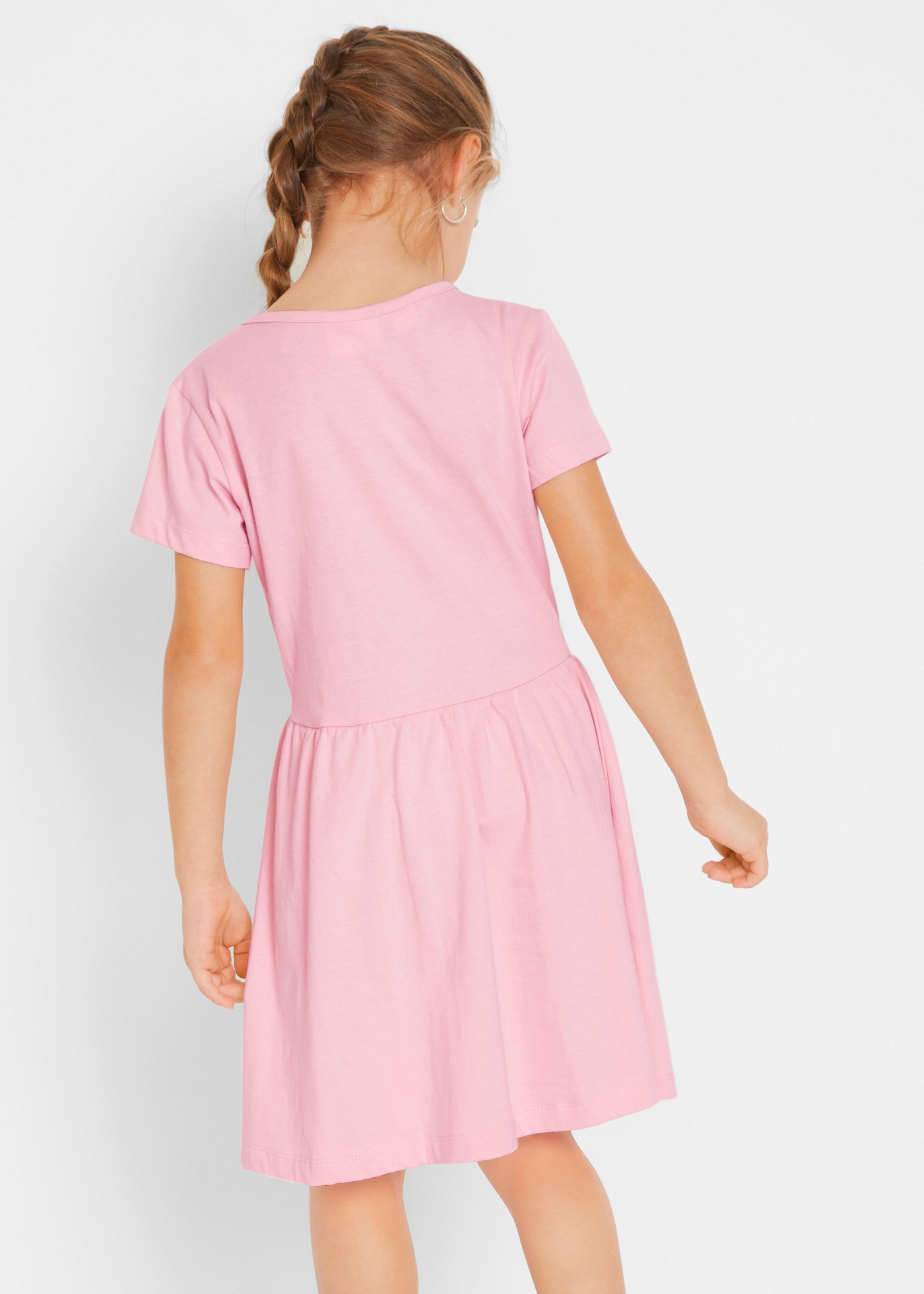 bonprix Robe en jersey Paquet, lot de 2,  en coton, jupe évasée, avec imprimé cœur, lot de 2