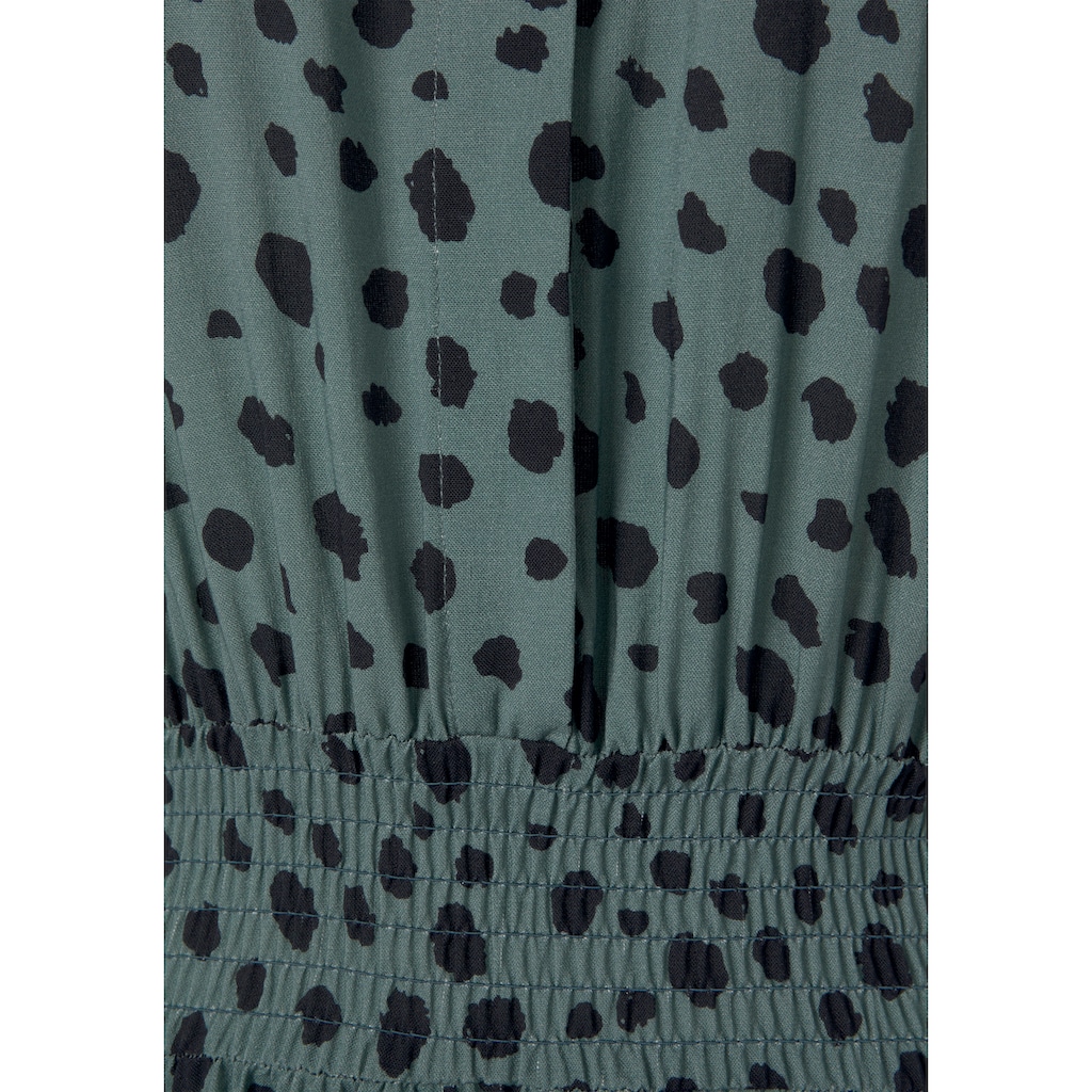 LASCANA Druckkleid, mit Punktedruck und asymmetrischem Saum, Hemdblusenkleid, Midikleid