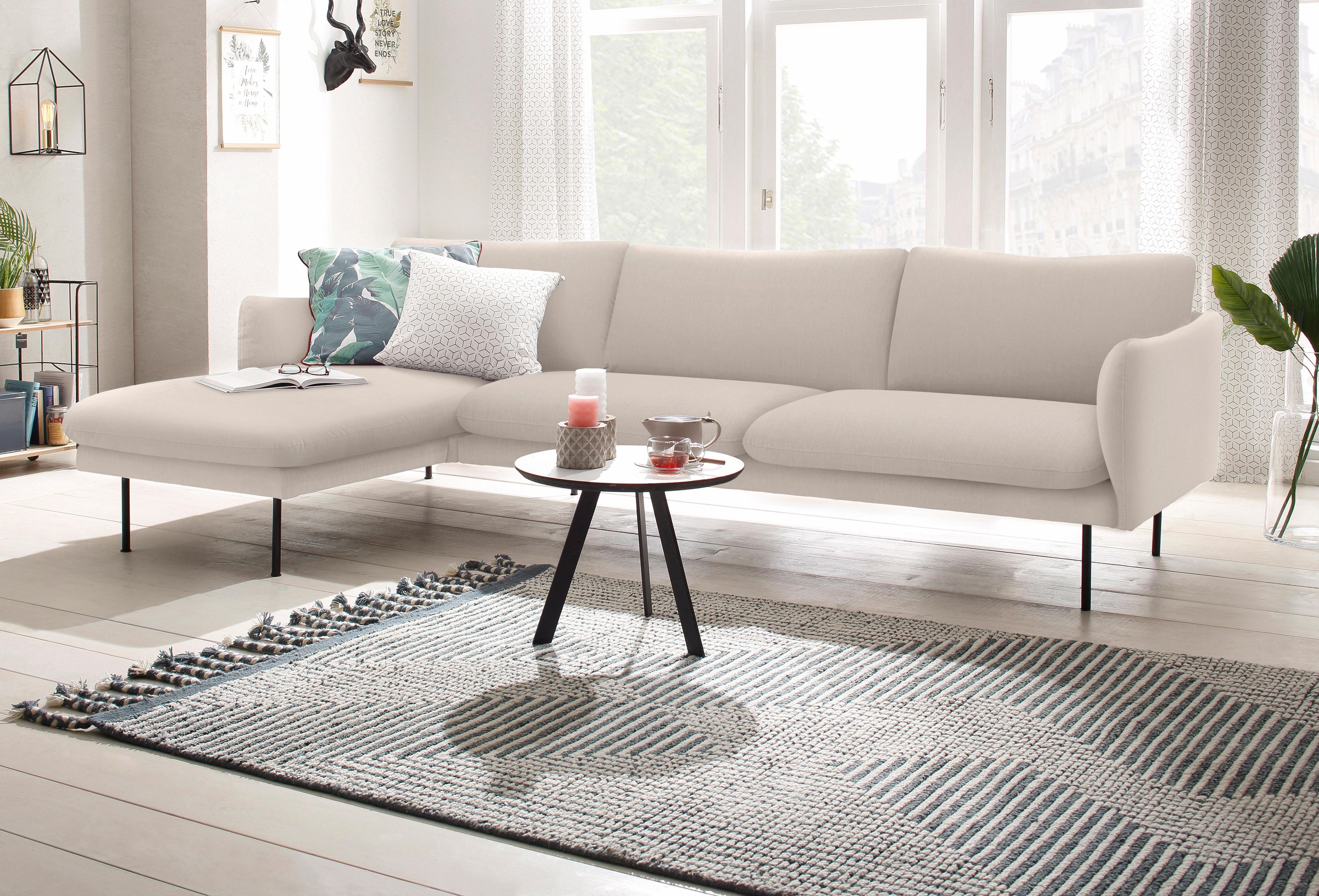 Image of andas Ecksofa »Mavis«, mit Chaiselonge, mit losen Sitz- und Rückenkissen, skandinavischer Stil bei Ackermann Versand Schweiz