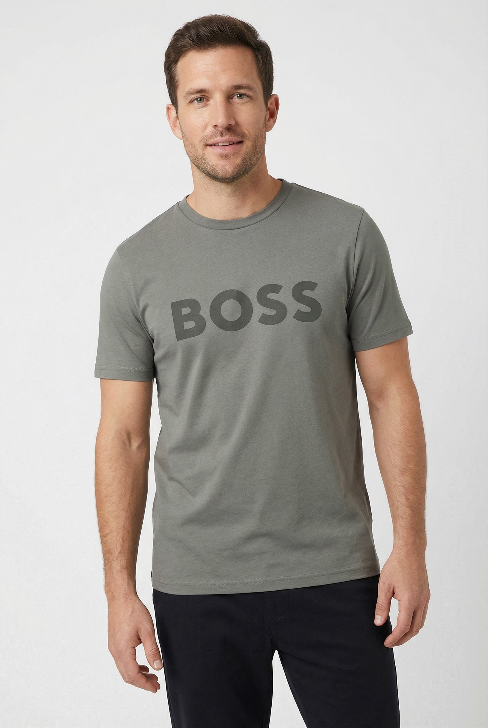 Image of BOSS ORANGE T-Shirt "Thinking" 1 tlg. Rundhalsausschnitt, Regular Fit, grosser Logodruck
