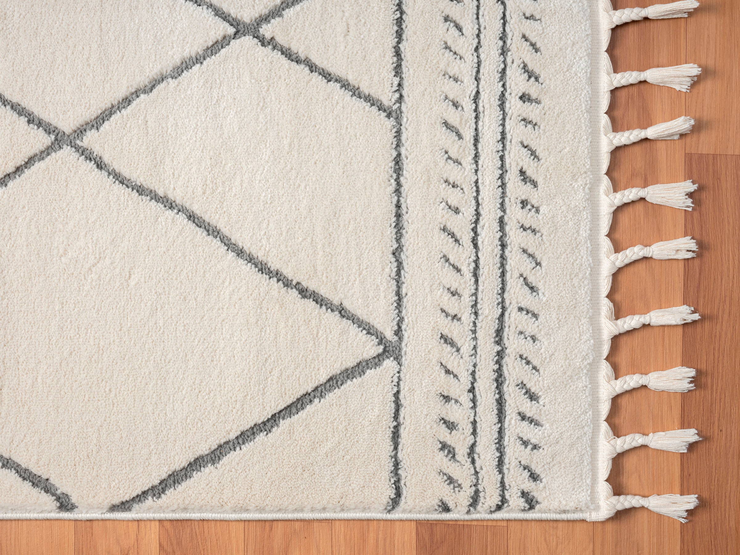 Myflair Möbel & Accessoires Hochflor-Teppich »Moroccan Design, LAGERRÄUMUNG!« rechteckig 24 mm Höhe modern, marokkanisches Design, Rauten Muster, weich, mit Fransen