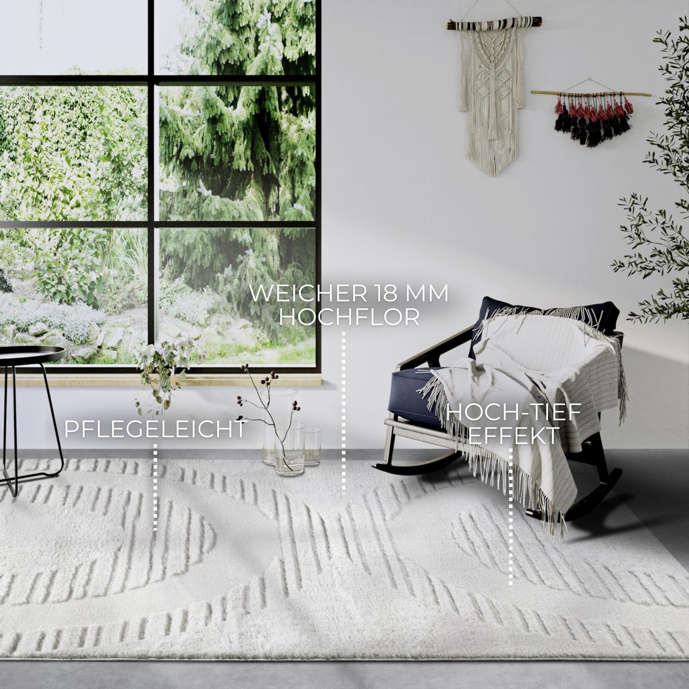 ELLE DECORATION Designteppich »Bartoux«, rechteckig, 18 mm Höhe, Hochflor, Shaggy, Läufer, weich, Langflor, modern, Hoch Tief Effekt
