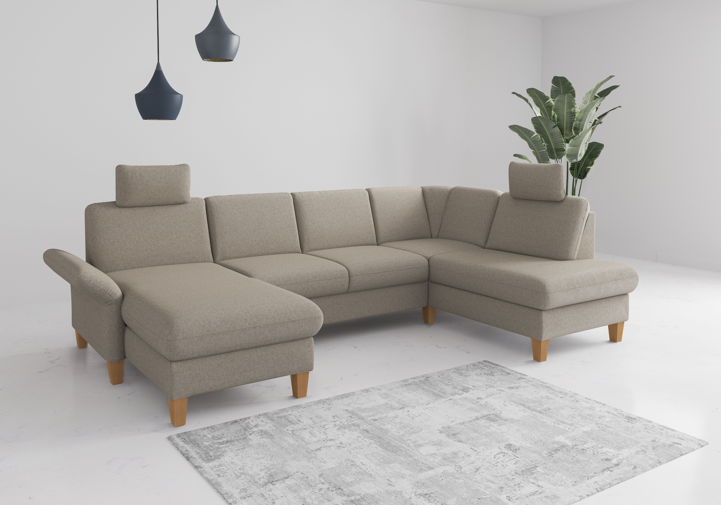 Image of Home affaire Wohnlandschaft "Rochelle, U-Form" optional mit Armteilverstellung, mit Bettfunktion & Bettkasten