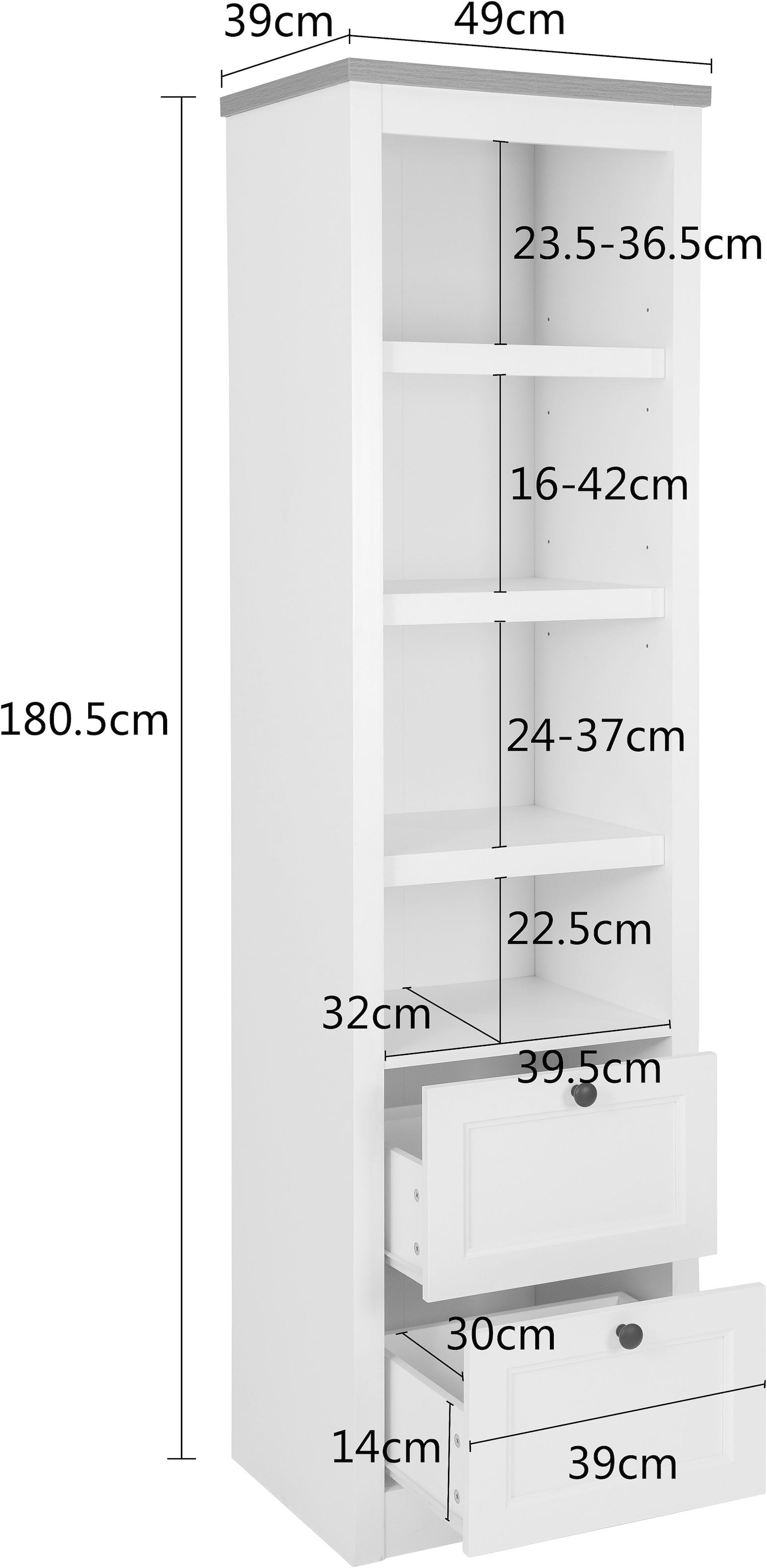 GOODproduct Vitrine »Rigny« aus MDF, mit Holz-Zierleiste, schwarzem Metallgriff