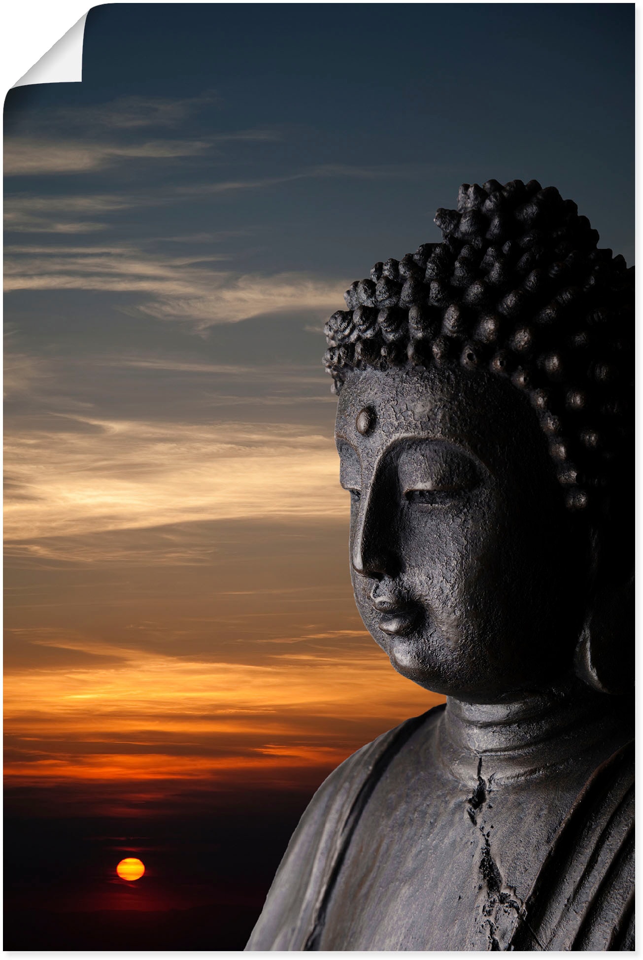 Image of Artland Poster "Buddha Statue vor Sonnenuntergang" Buddhismus 1 Stk. tlg. ohne Rahmen