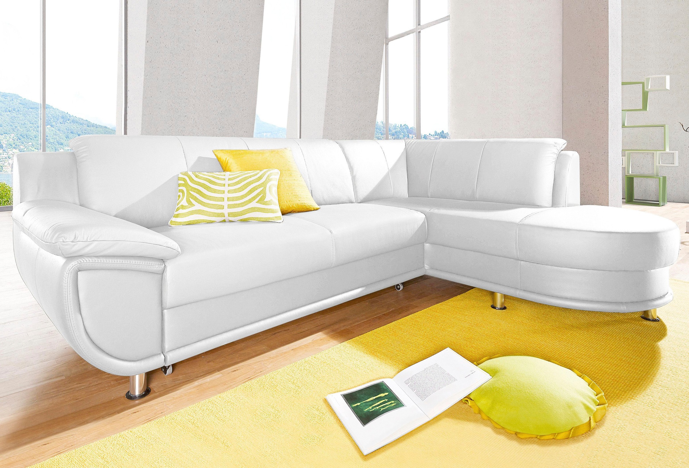 Image of TRENDMANUFAKTUR Ecksofa "Rondo 265 cm, elegant, bequem, L-Form, Chromfüsse" wahlweise mit Federkern, wahlweise mit Bettfunktion