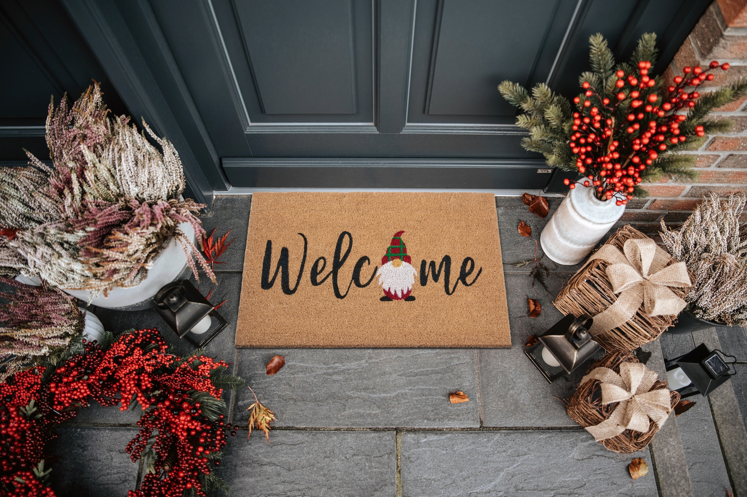 HANSE Home Fussmatte »Kokos Welcome Gnome, Türmatte«, rechteckig, 15 mm Höhe, Weihnachten, Schmutzfangmatte, Outdoor, Rutschfest, Innen, Kokosmatte