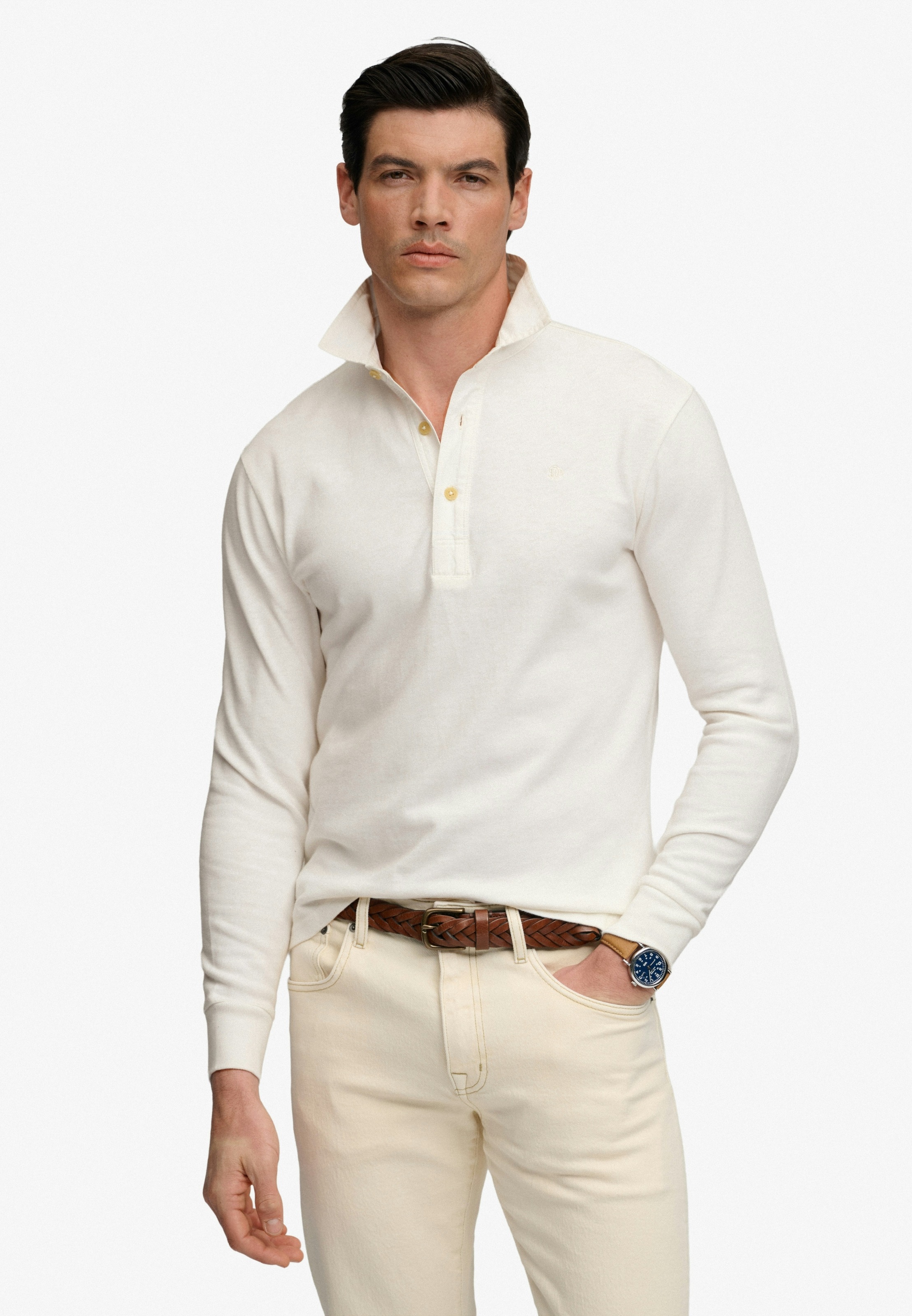 Image of Superdry Langarm-Poloshirt "CLASSIC RUGBY TOP" aus Baumwolle und Single Jersey, Relaxed Fit, mit kurzer Knopfleiste