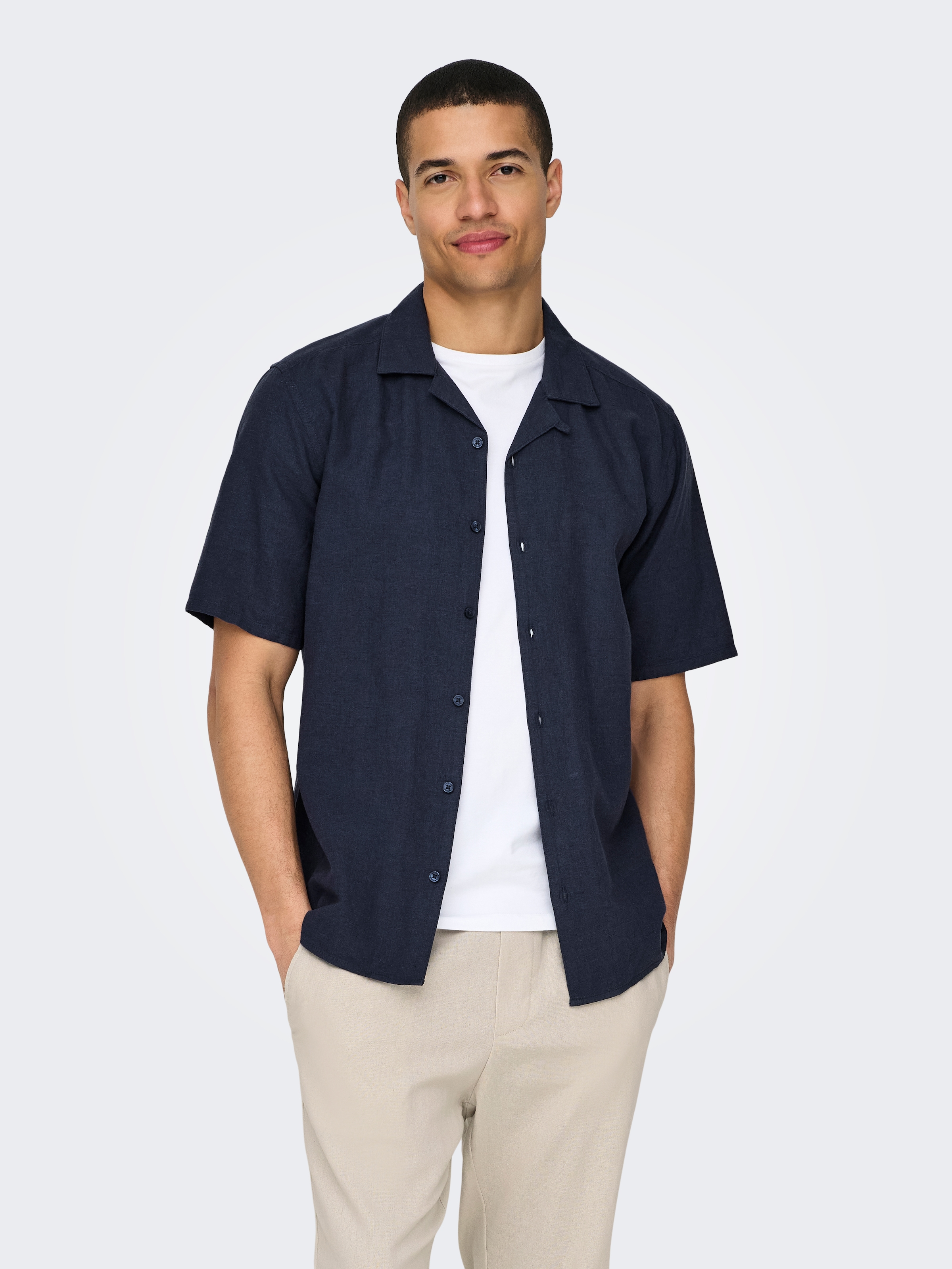 ONLY & SONS Kurzarmhemd »ONSCAIDEN SS SOLID RESORT LINEN NOOS«