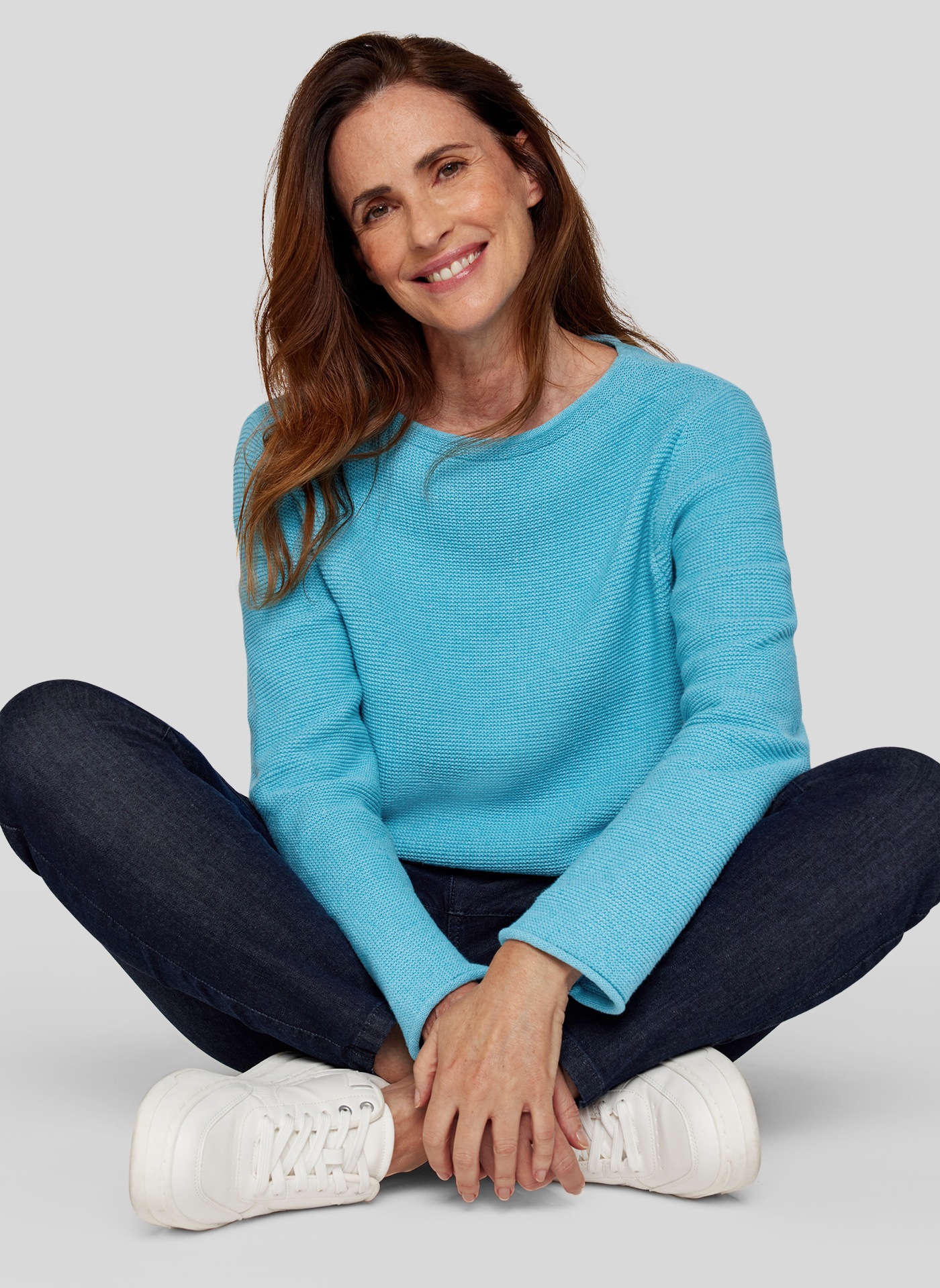 Rabe Pull à col rond in Struktur-Optik