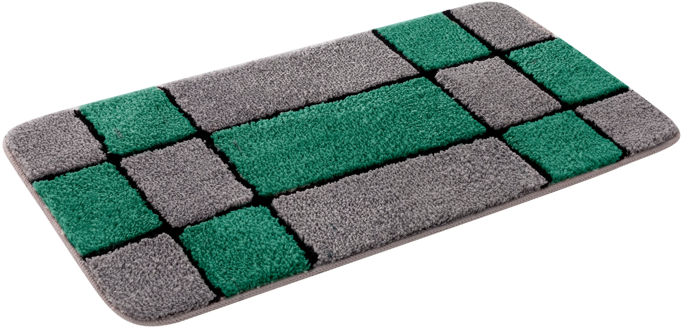 my home Badematte »Melli«, rutschhemmend beschichtet, fussbodenheizungsgeeignet, Badteppich, mit Muster, karierte Badematte