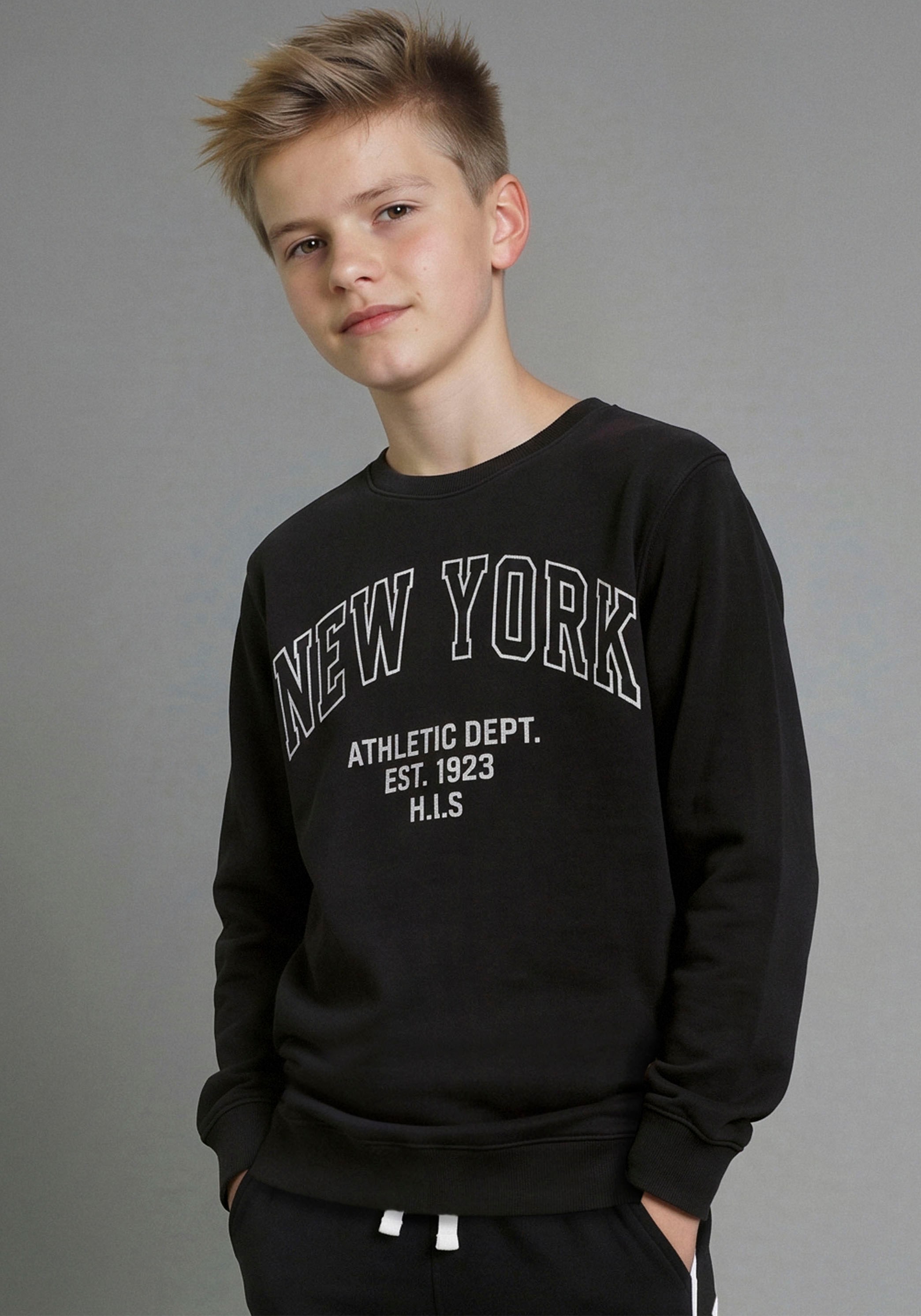 H.I.S Sweat-shirt »2er Packung H.I.S Sweatshirts mit Logoprint«, 2er Paquet, 2 sweats avec impressions de logo, col rond, manches longues, pour garçons
